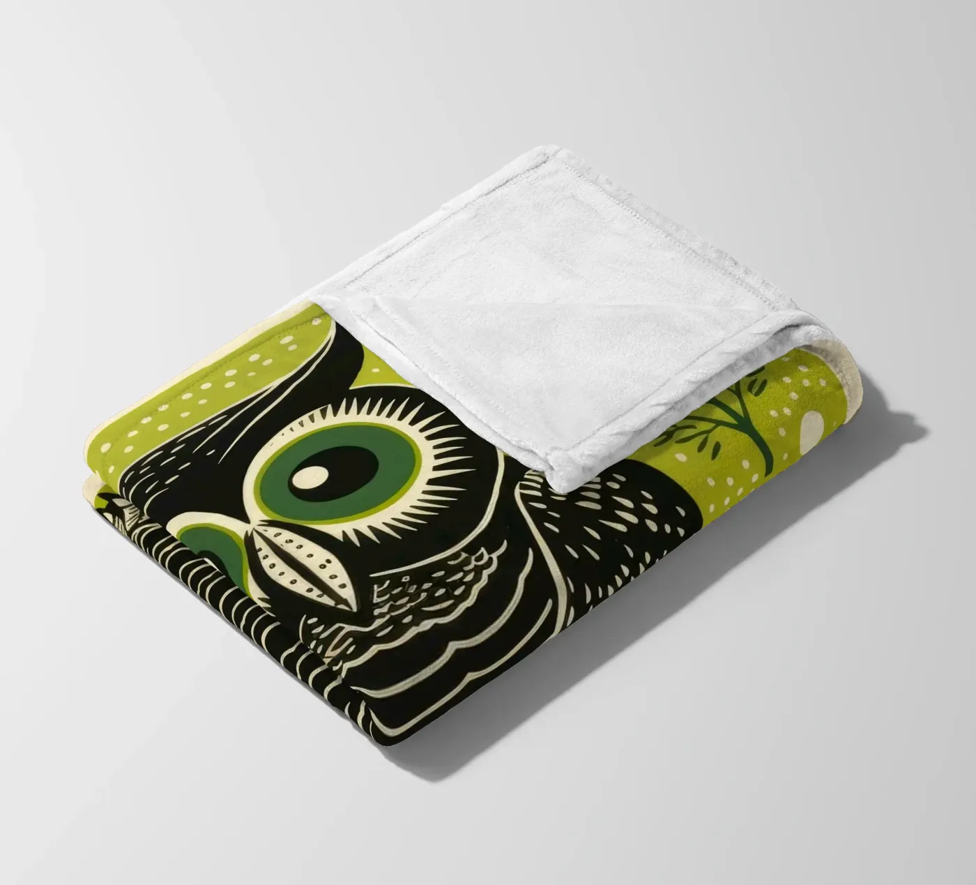 Green Owl Fleecedecke von Minimal Animal Art