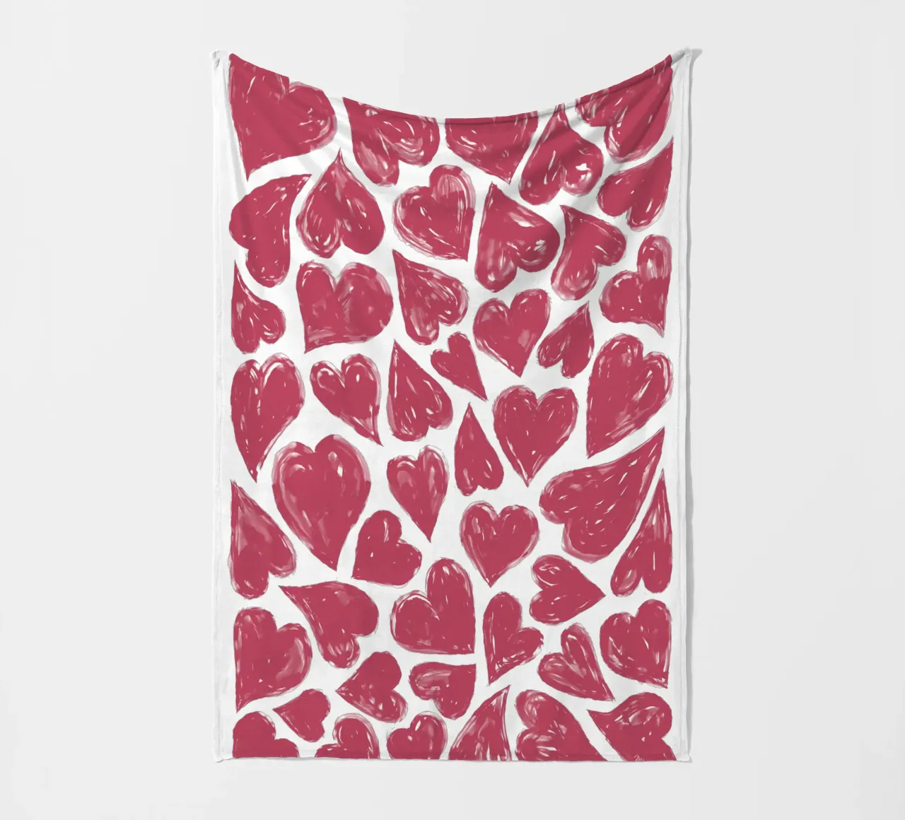 Cute red hearts fleece blanket by Martina