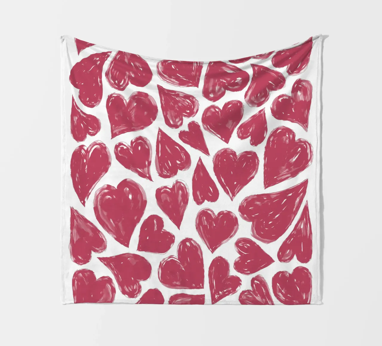 Cute red hearts fleece blanket by Martina