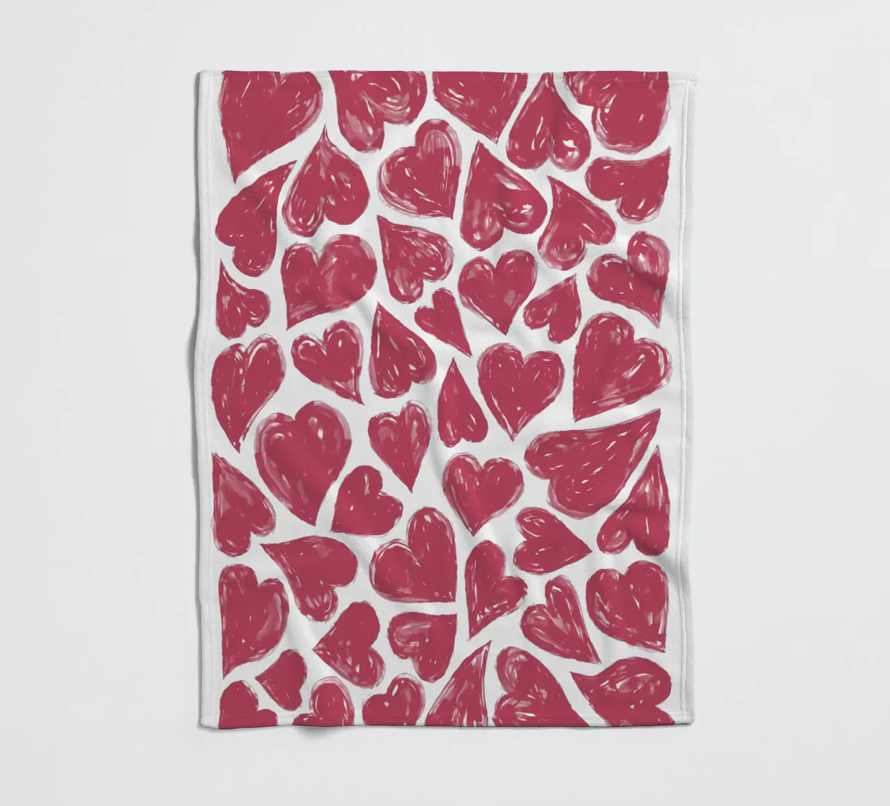 Cute red hearts fleece blanket by Martina