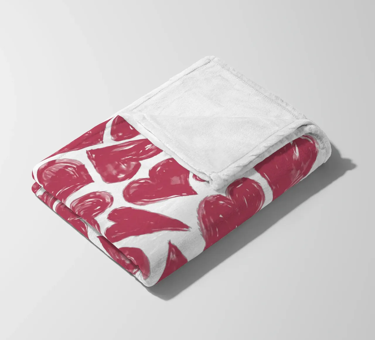 Cute red hearts fleece blanket by Martina