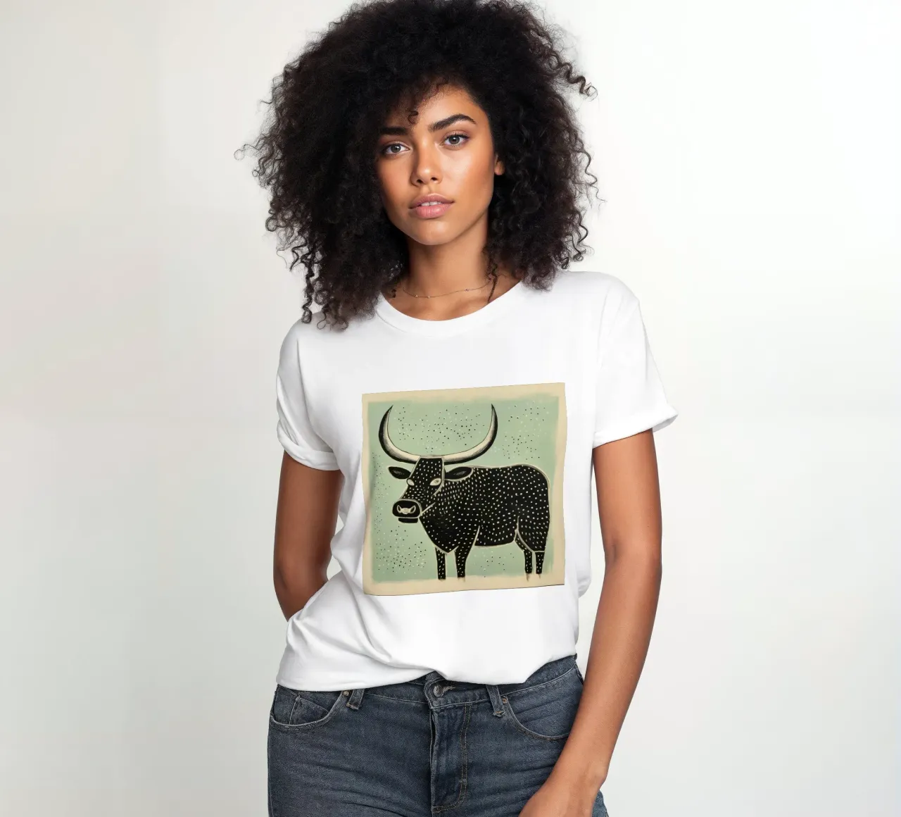 Green Ox 1 women's fitted t-shirt by Minimal Animal Art