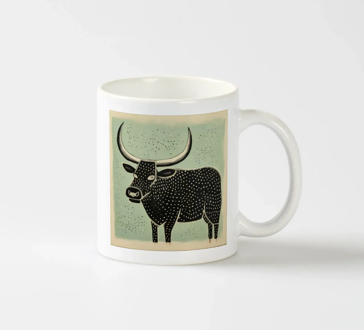 Bue verde 1 tazza in ceramica da Minimal Animal Art