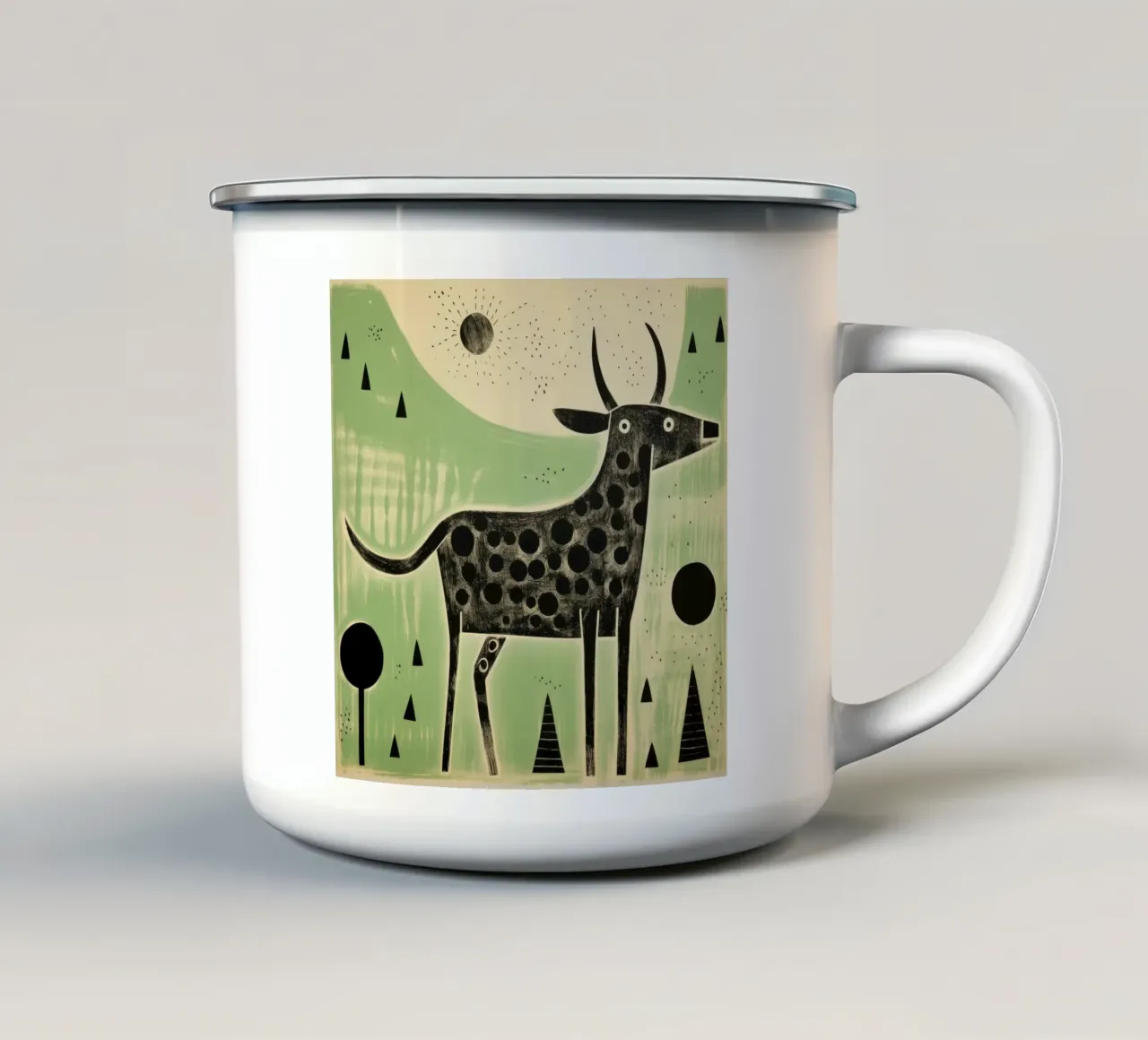 Bue verde 2 tazza in smalto da Minimal Animal Art