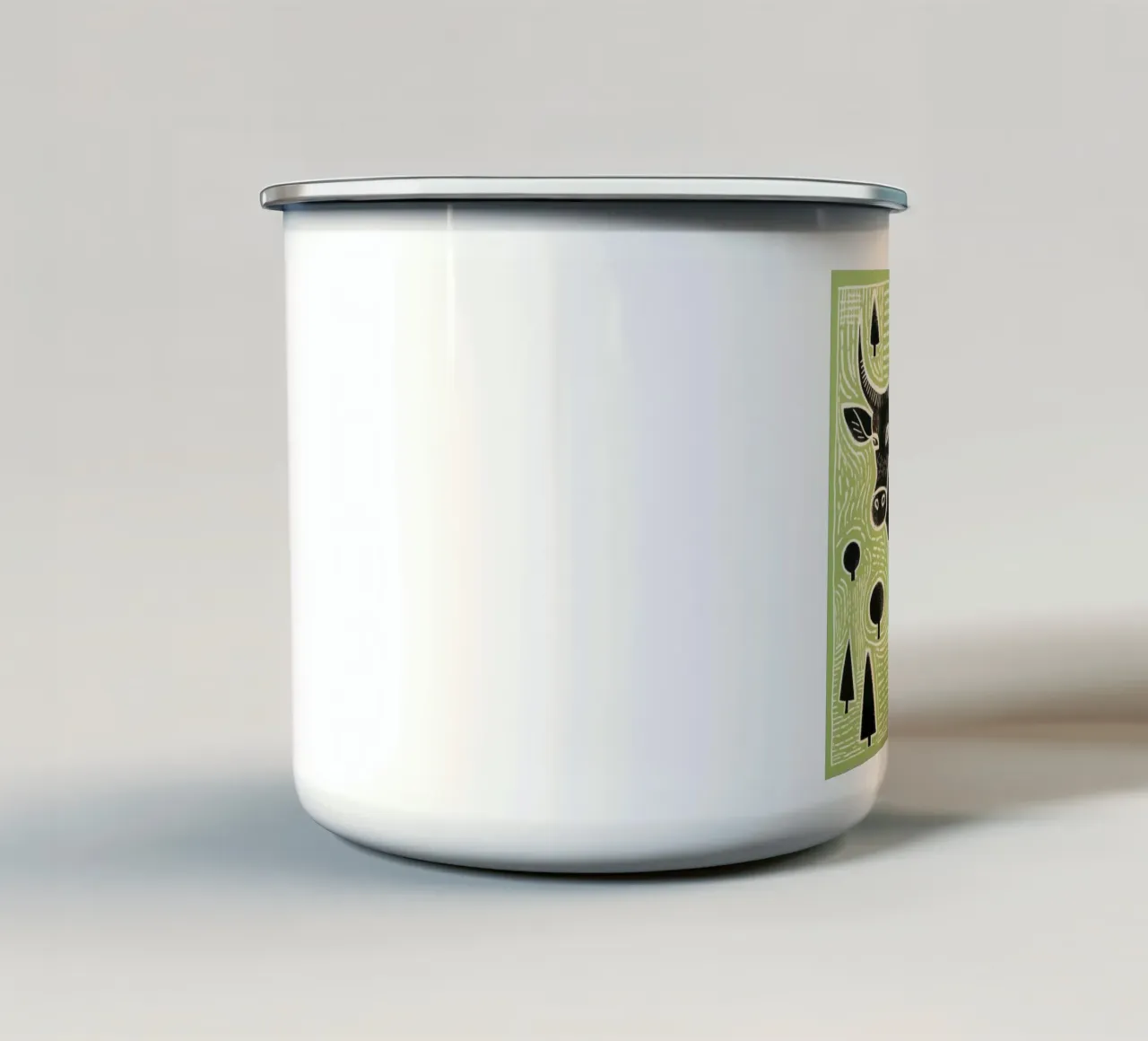 Bue verde 3 tazza in smalto da Minimal Animal Art