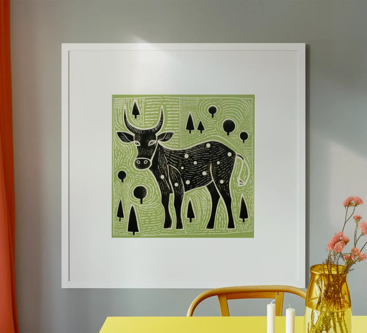 Green Ox poster van Minimal Animal Art