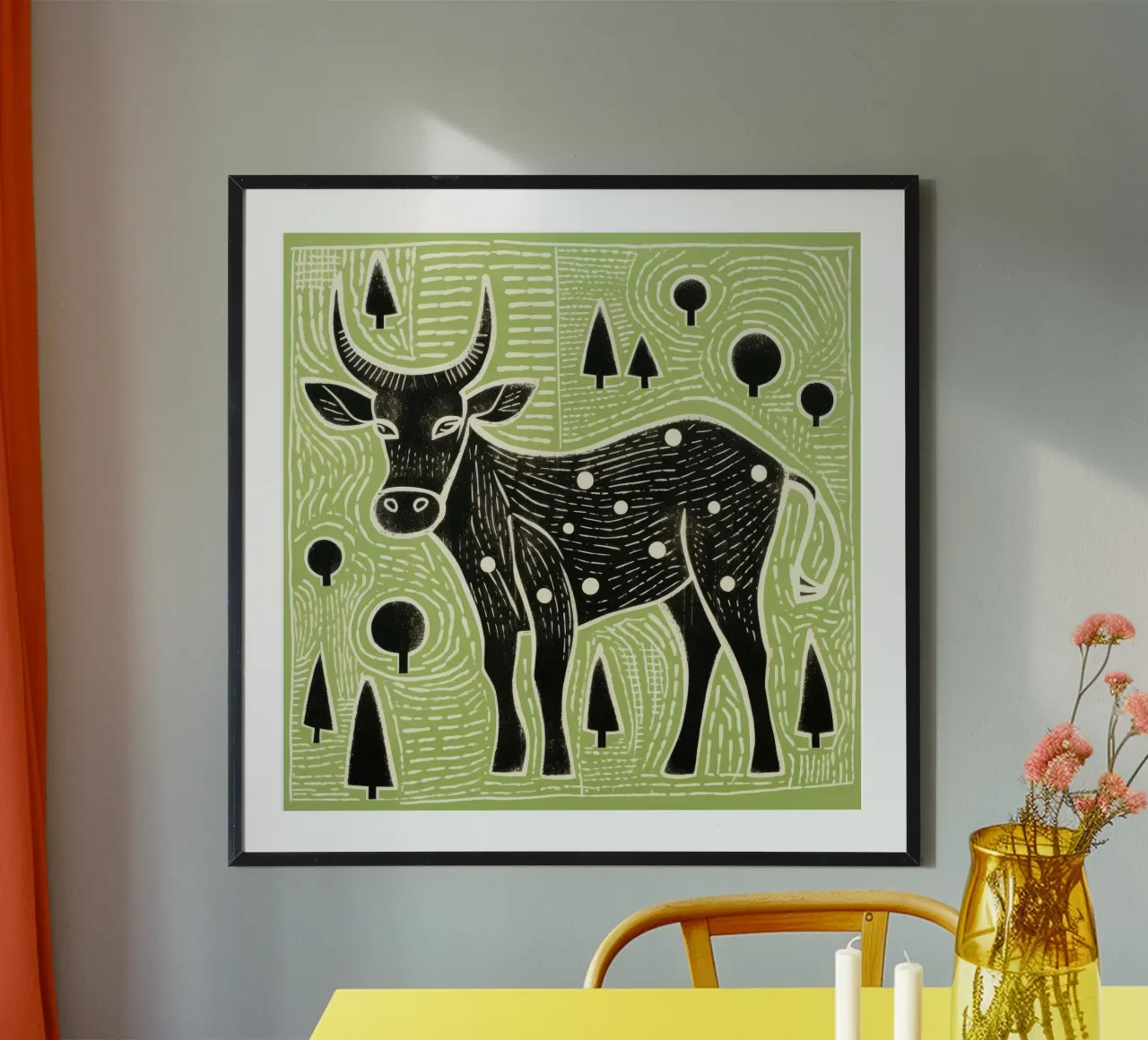 Green Ox poster van Minimal Animal Art