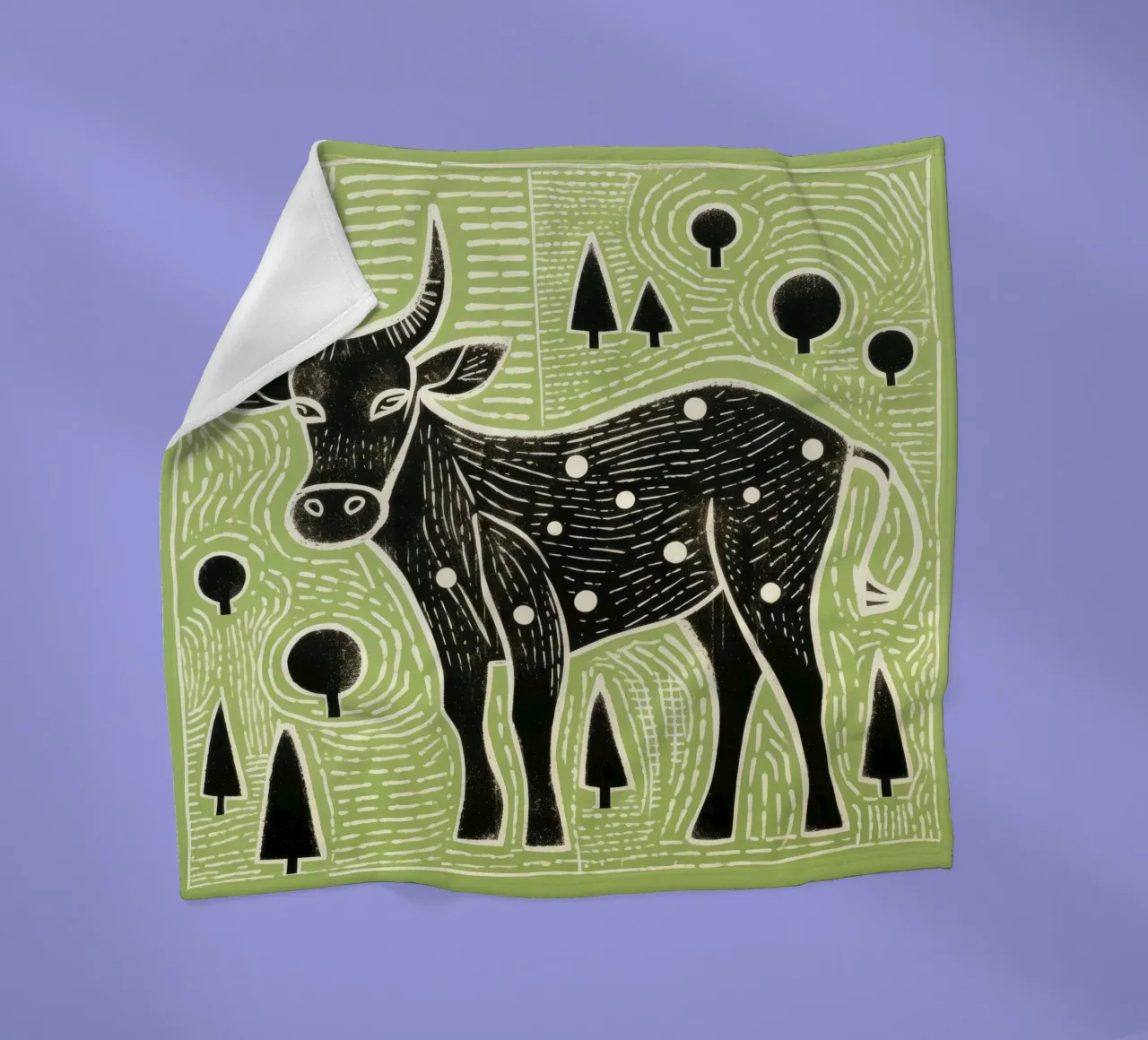 Green Ox 3 fleecedeken van Minimal Animal Art