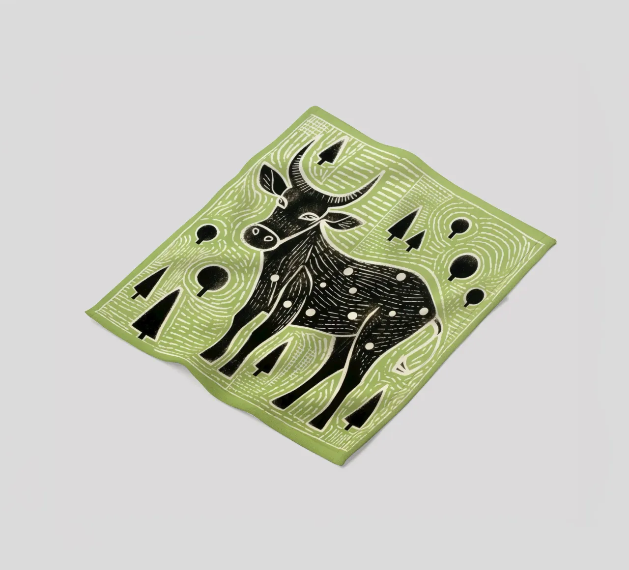 Green Ox 3 fleecedeken van Minimal Animal Art