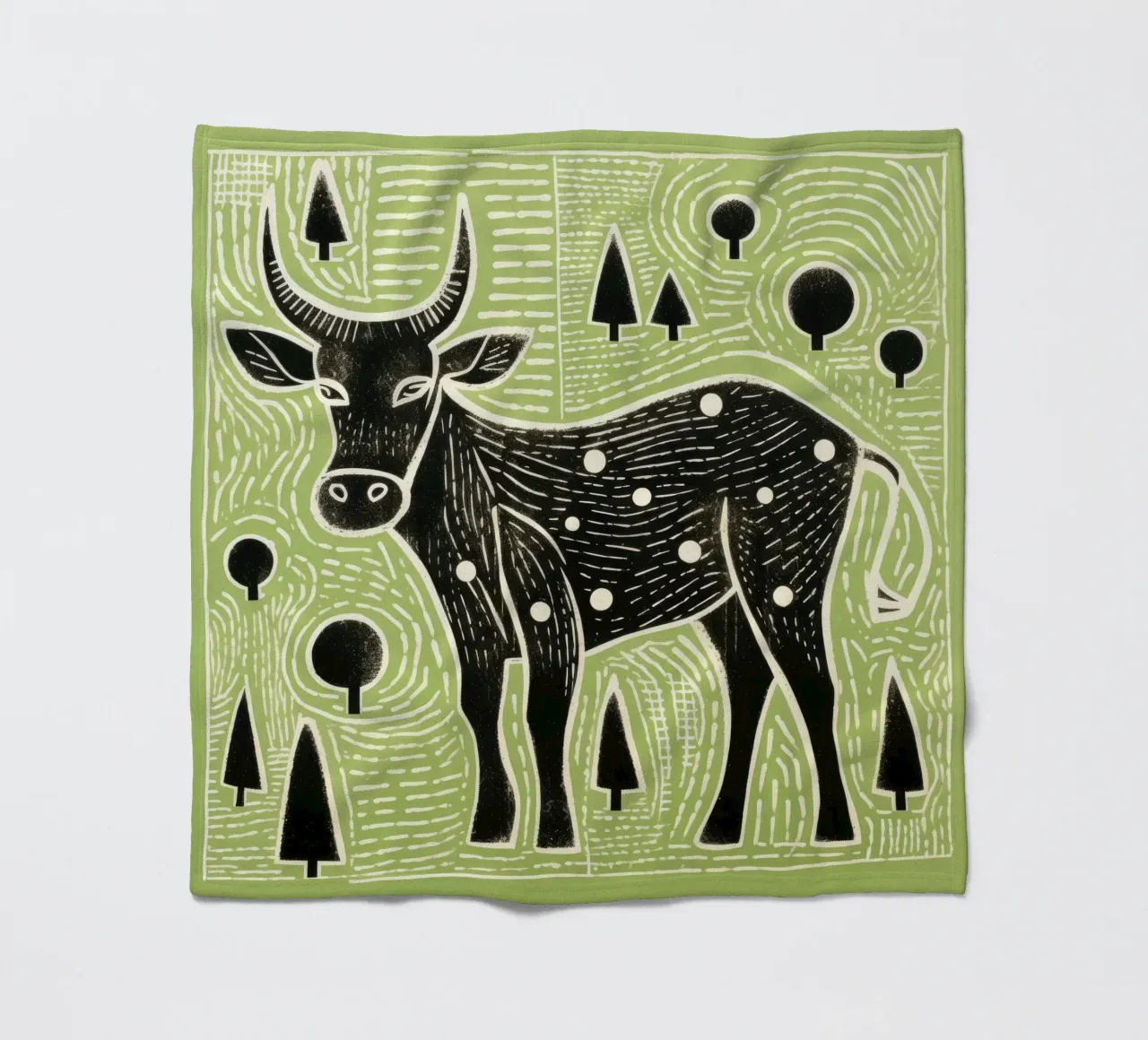 Green Ox 3 fleecedeken van Minimal Animal Art