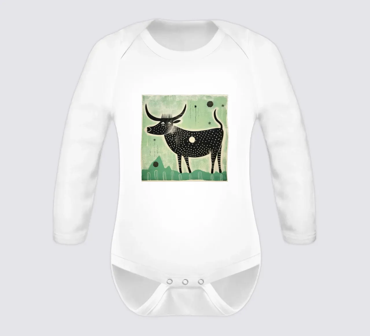 Bue verde 4 body neonato maniche lunghe da Minimal Animal Art