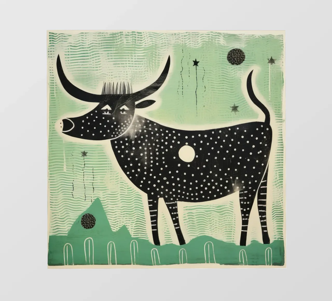 Bue verde 4 telo in pvc da Minimal Animal Art
