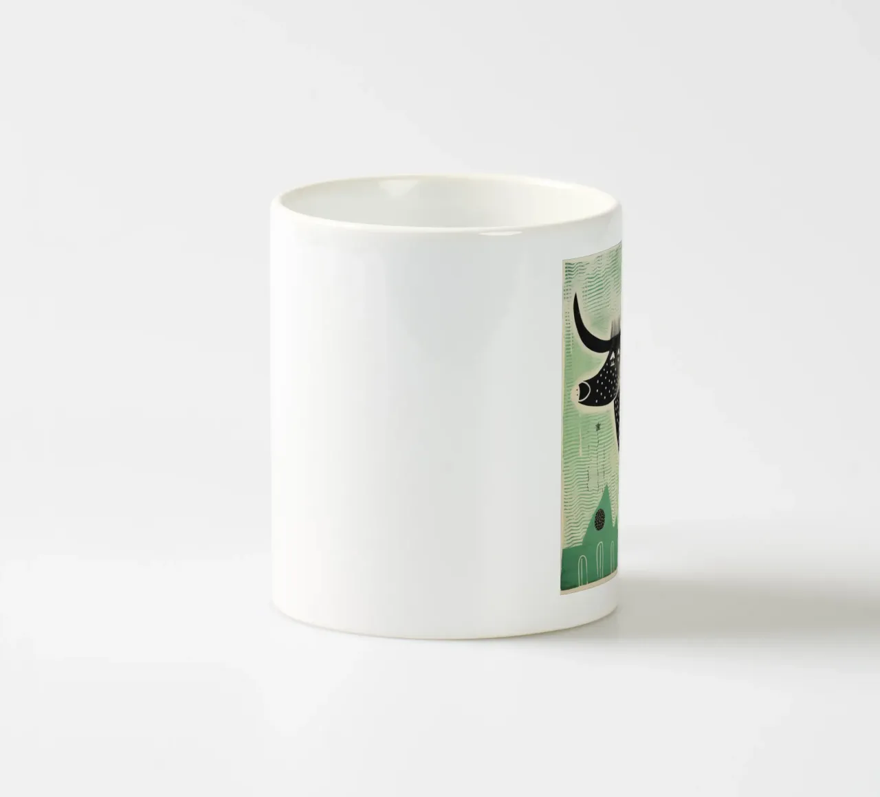 Bue verde 4 tazza in ceramica da Minimal Animal Art