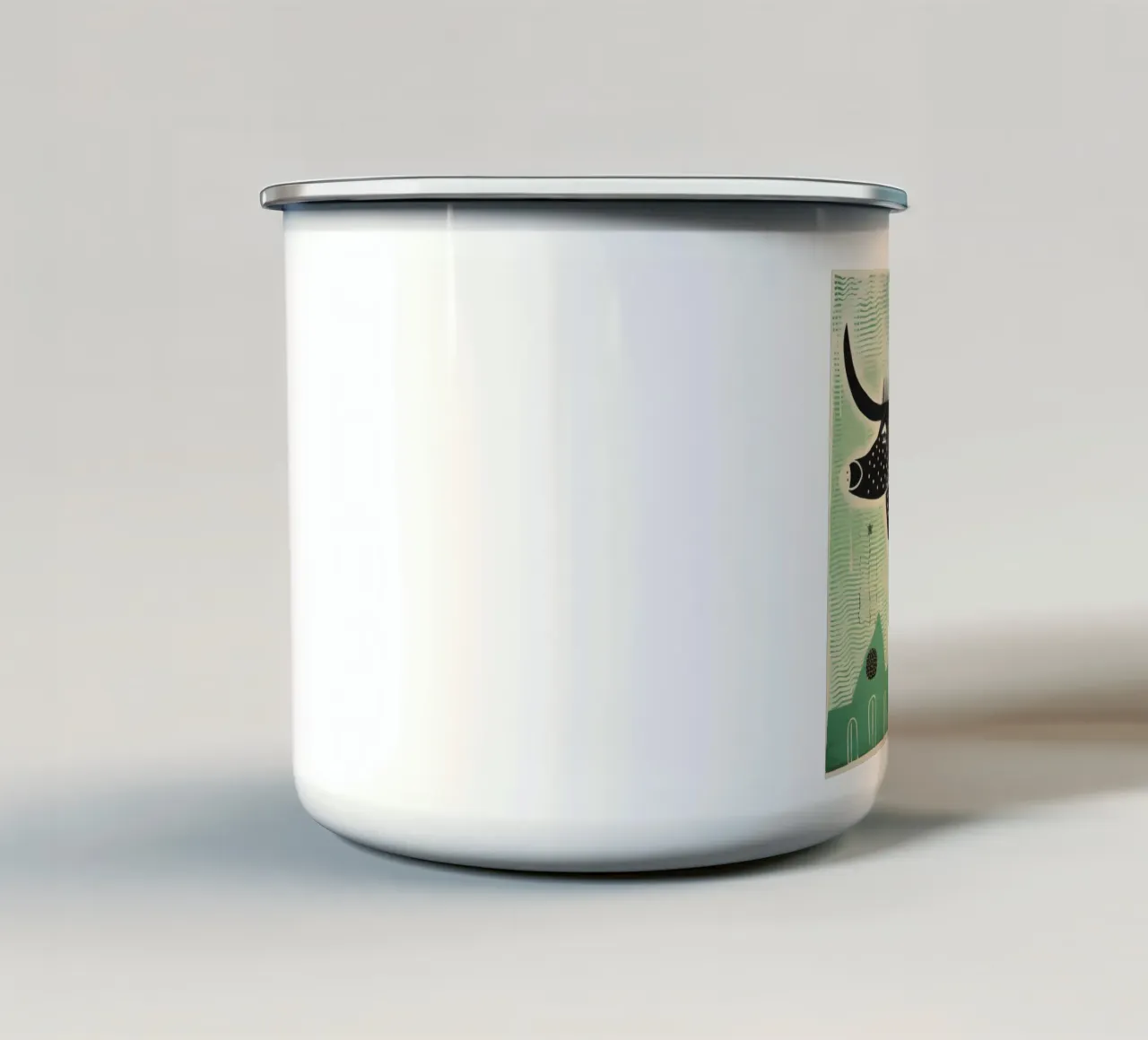 Bue verde 4 tazza in smalto da Minimal Animal Art