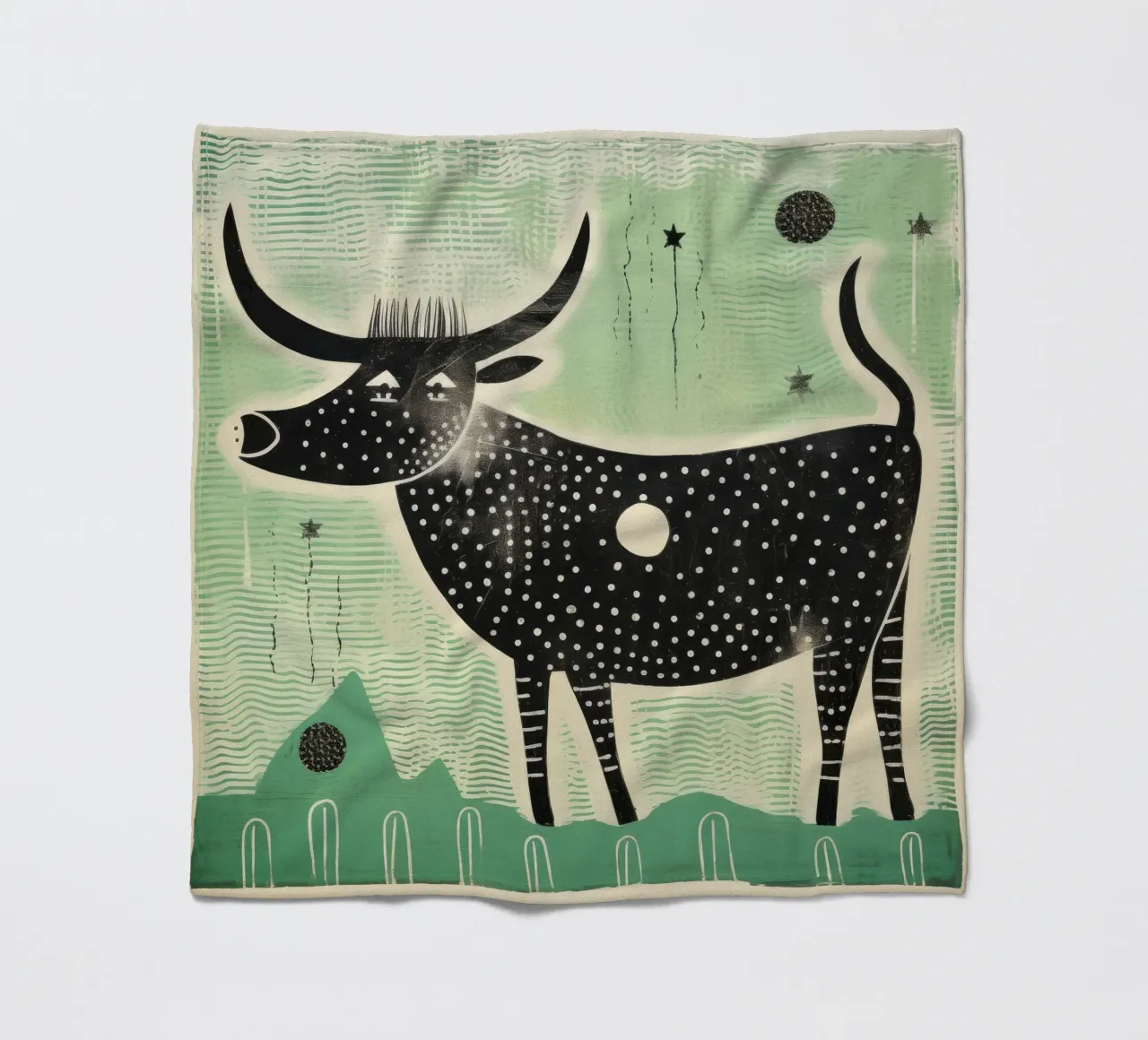 Bue verde 4 coperta in pile da Minimal Animal Art