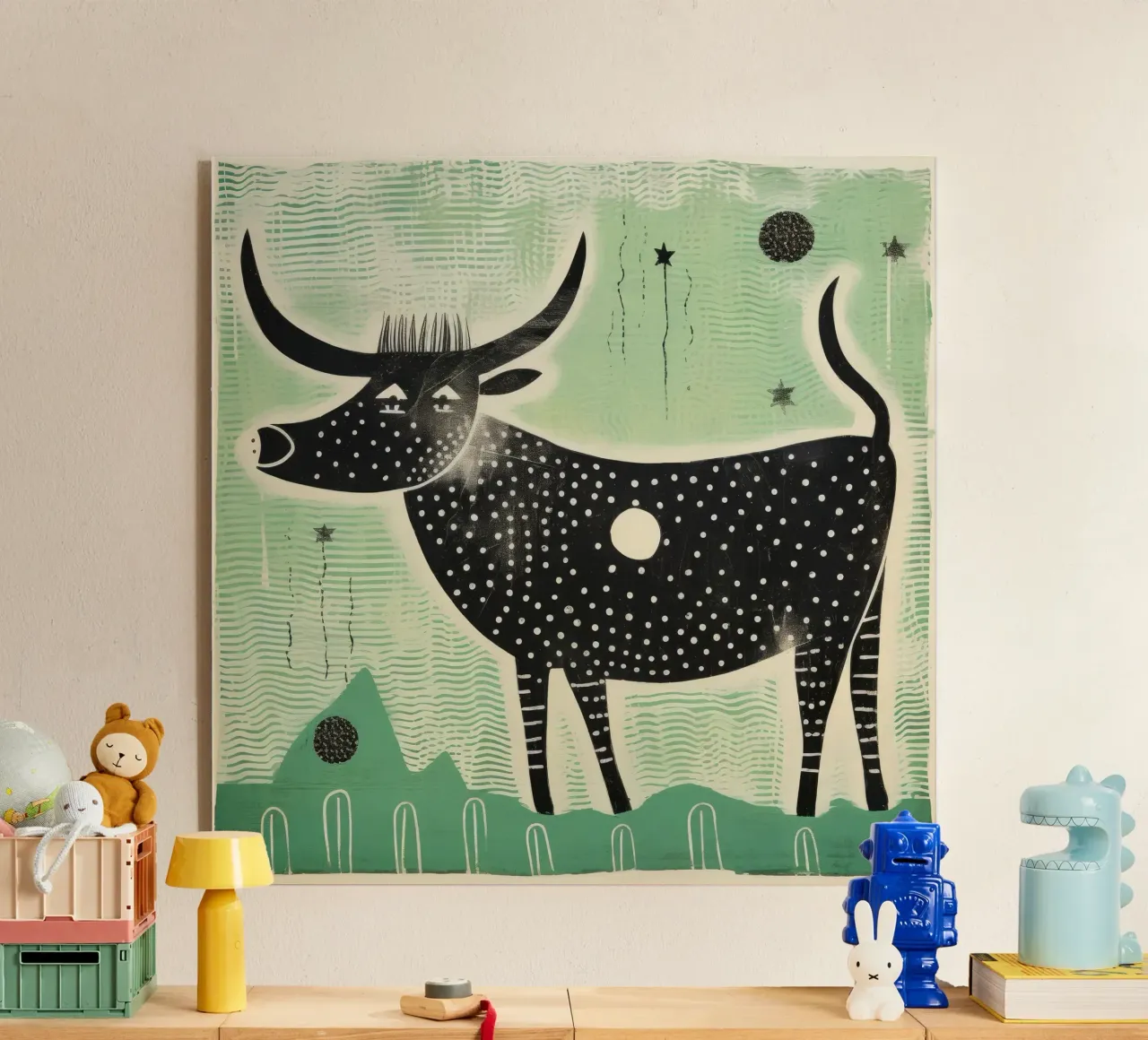 Bue verde plexiglass da Minimal Animal Art