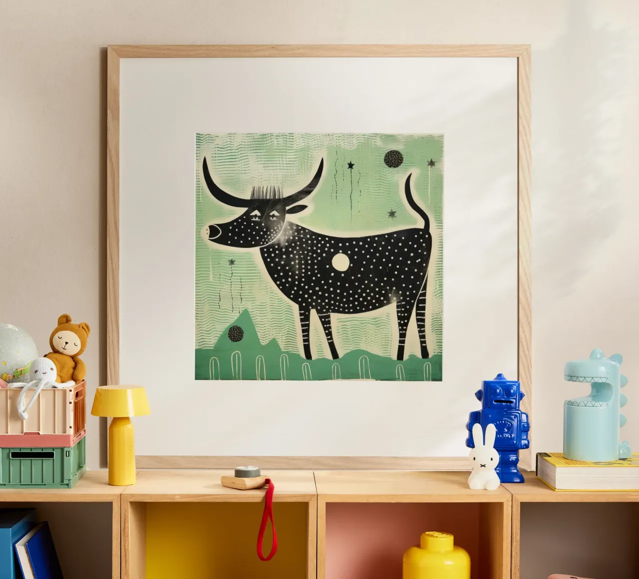 Bue verde 4 carta hahnemühle da Minimal Animal Art