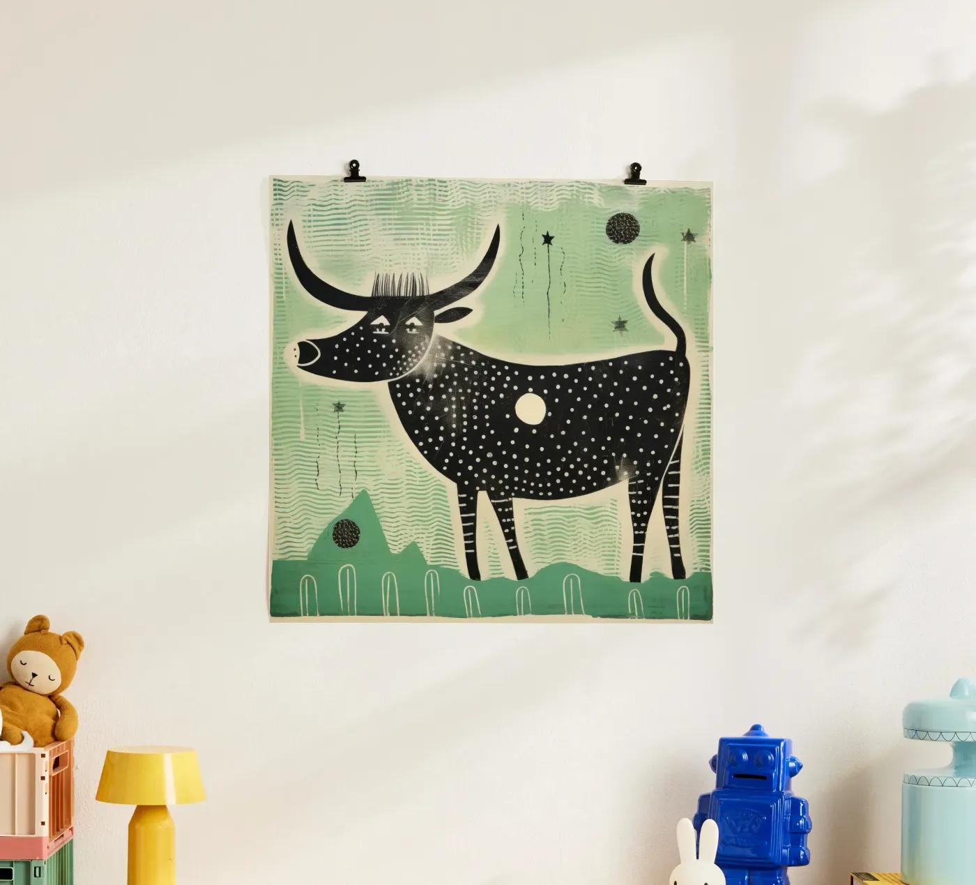 Bue verde poster da Minimal Animal Art