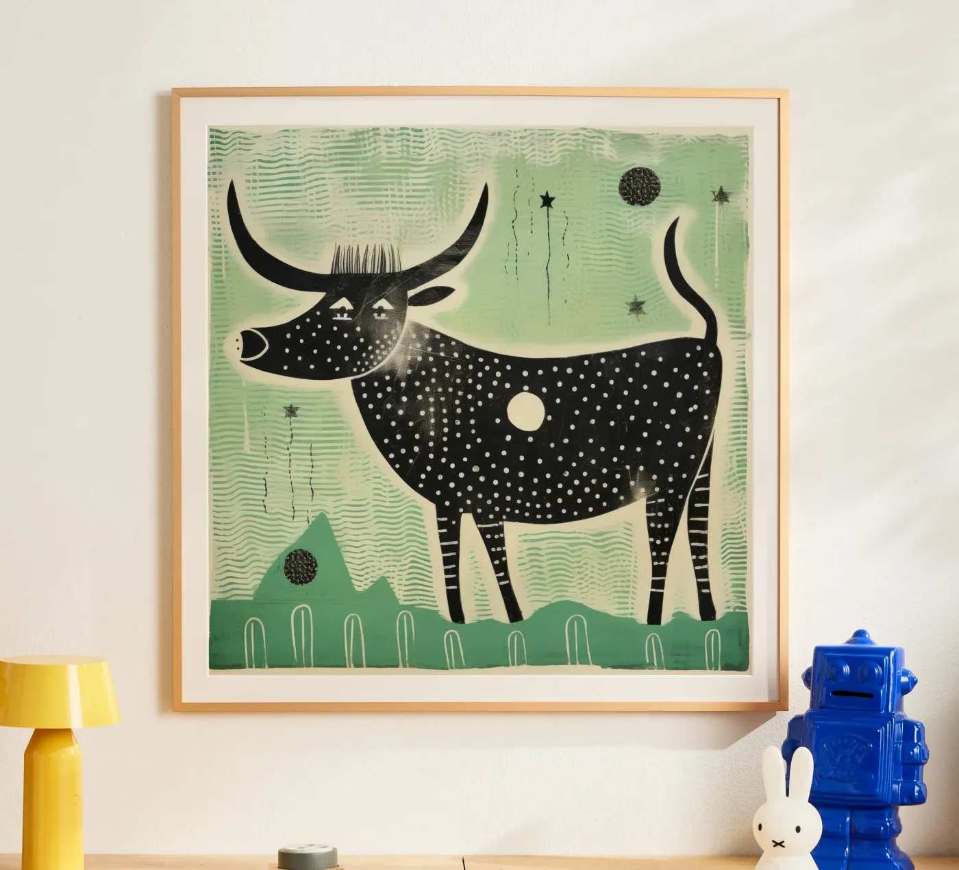 Bue verde poster da Minimal Animal Art