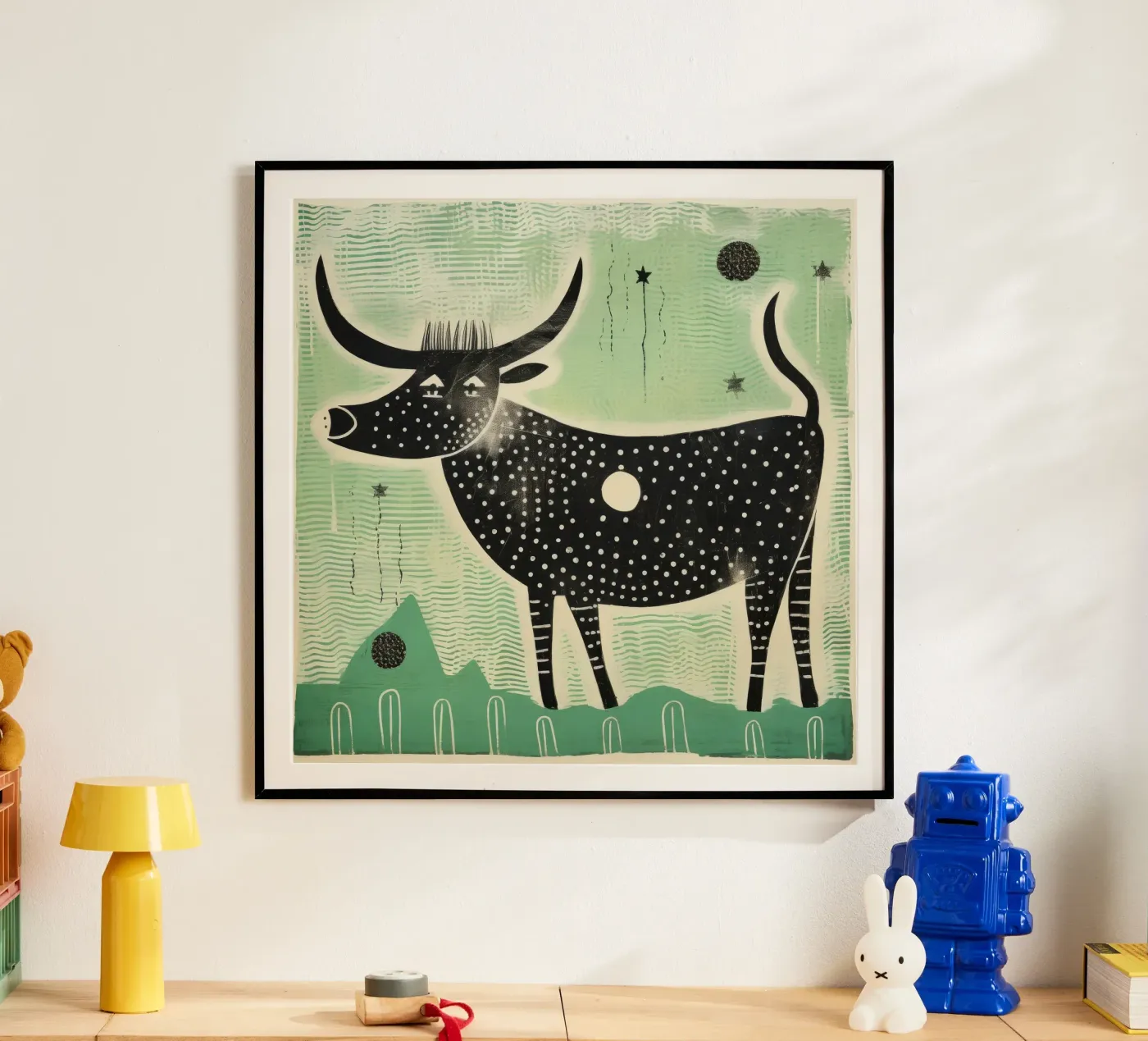 Bue verde poster da Minimal Animal Art