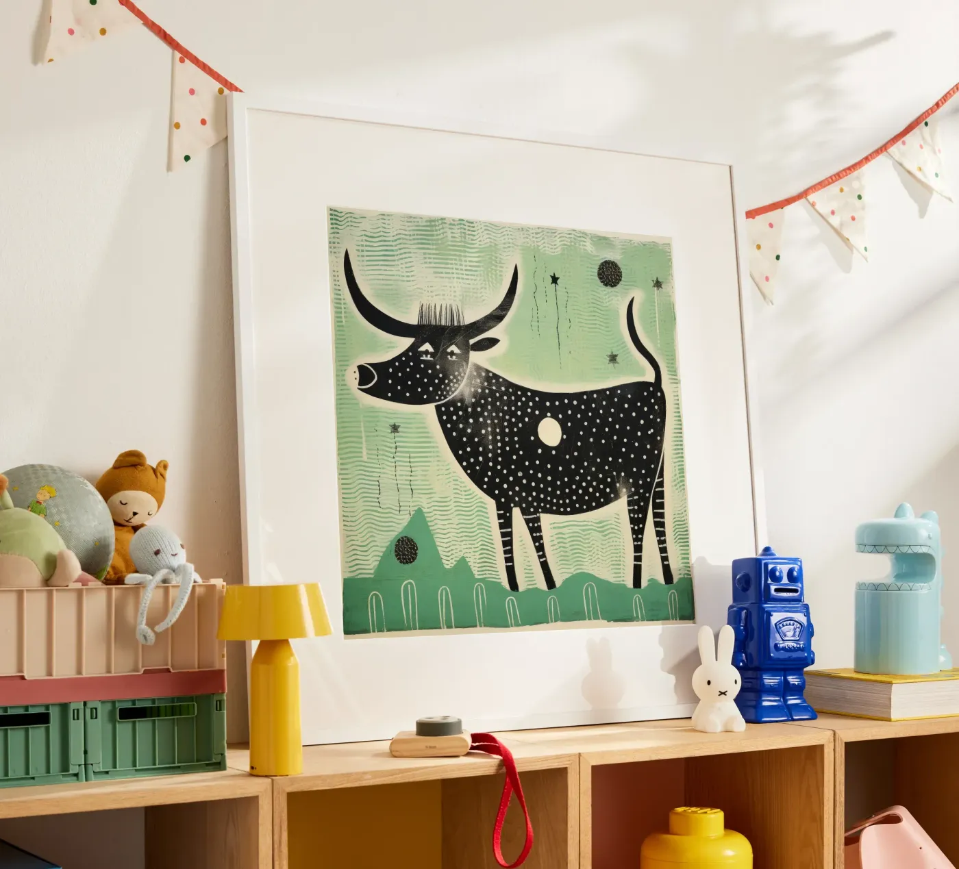 Bue verde poster da Minimal Animal Art