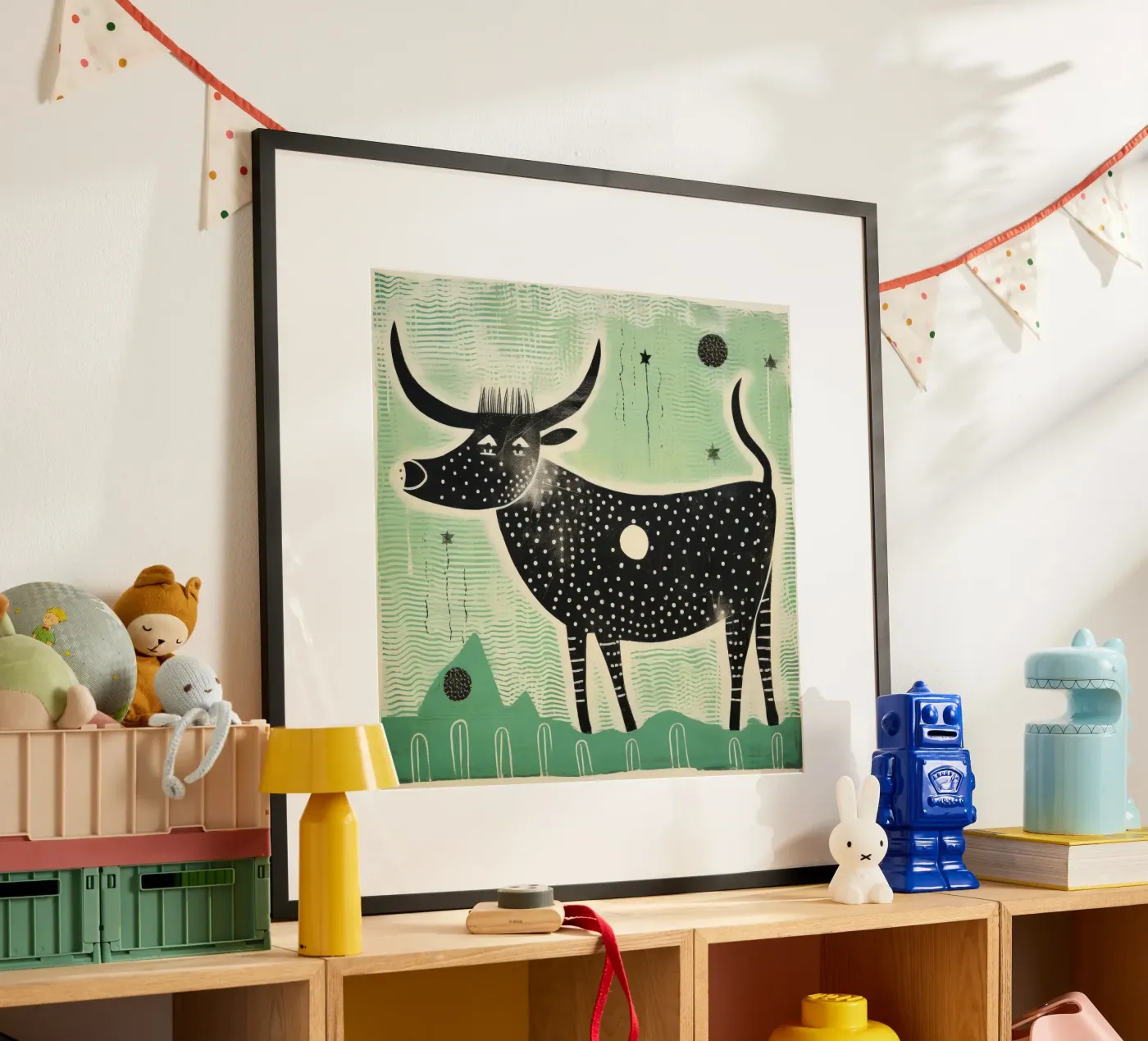 Bue verde poster da Minimal Animal Art