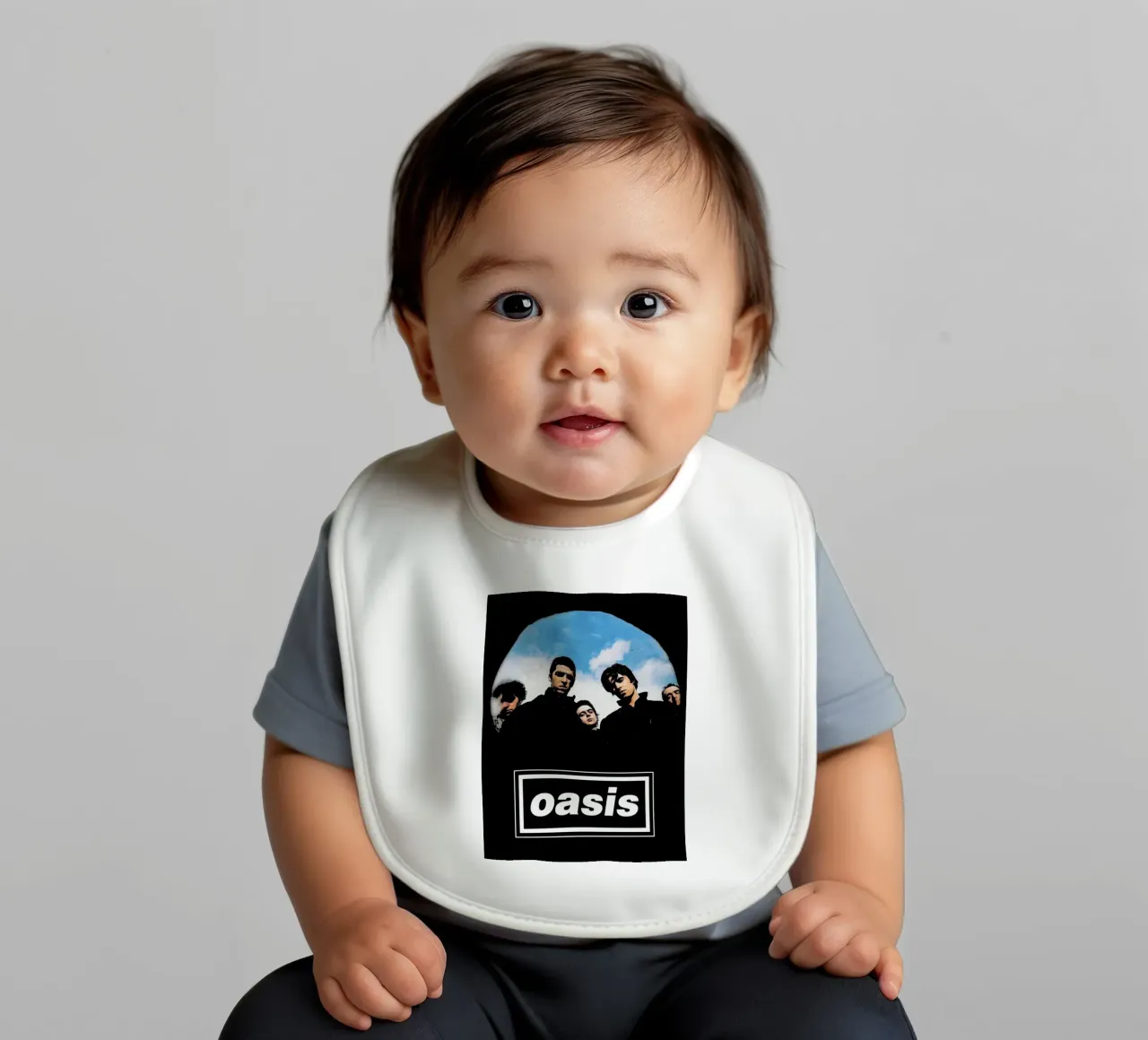 come back oasis britpop music band Art baby bib by music soul