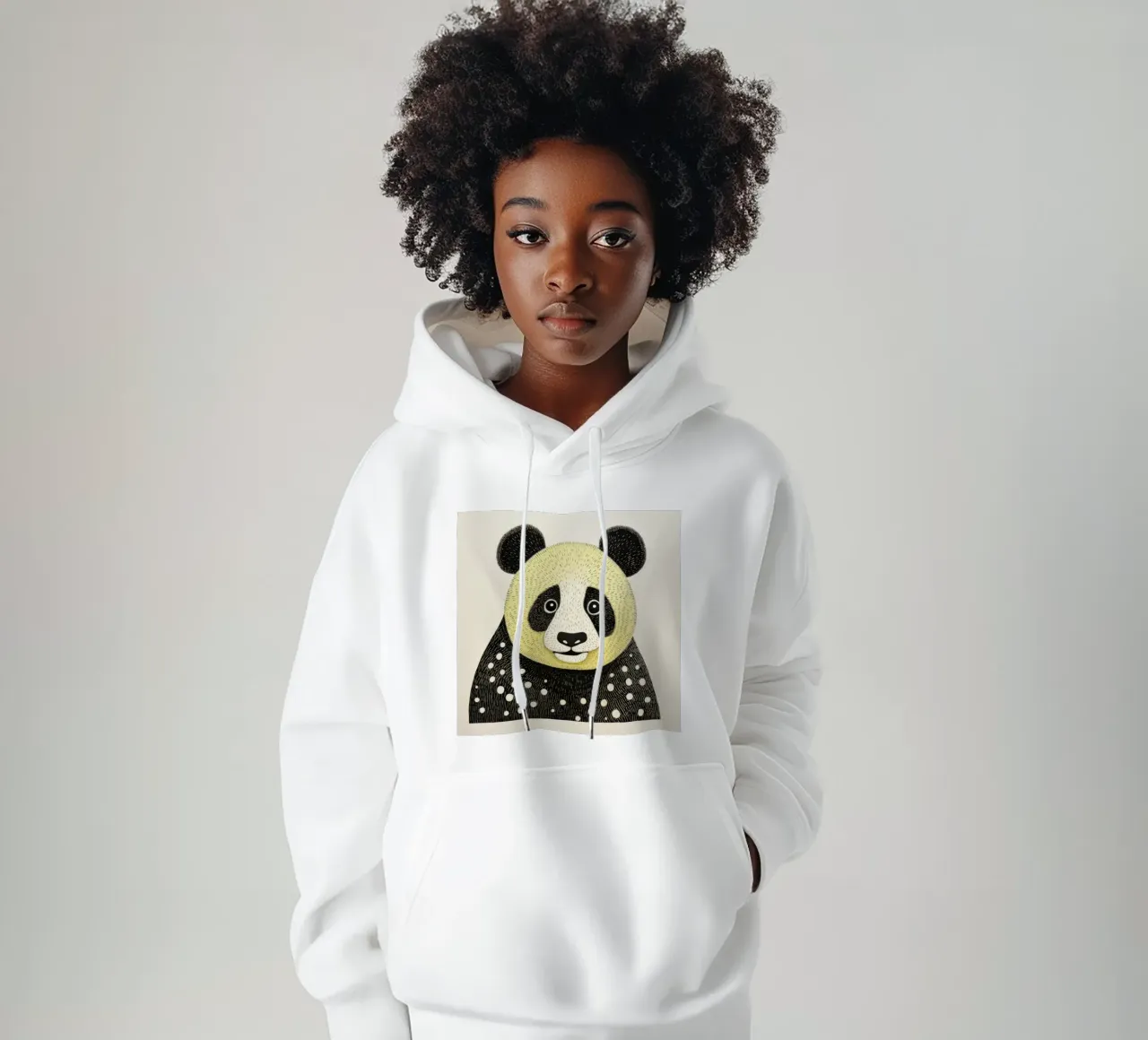 Panda verde 1 felpa con cappuccio da Minimal Animal Art