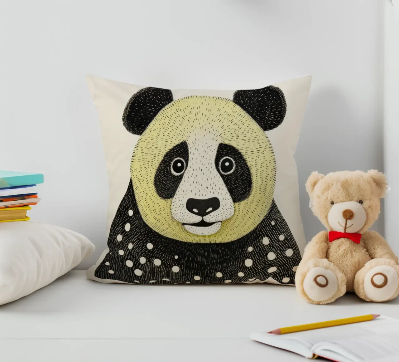 Panda verde 1 cuscino da Minimal Animal Art