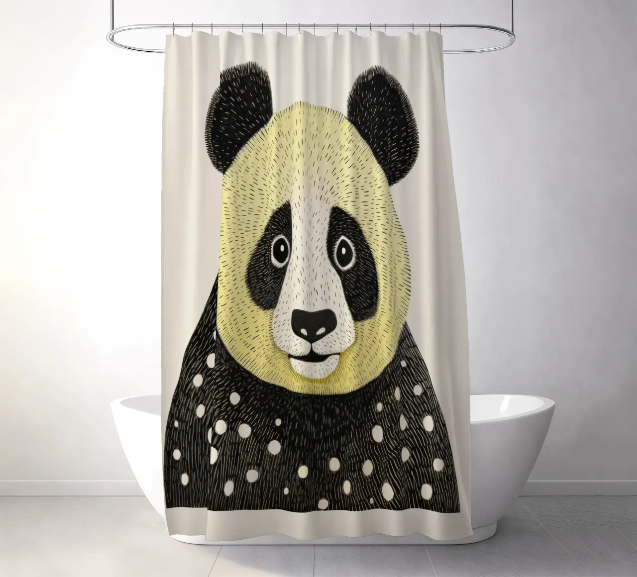 Grüner Panda 1 Duschvorhang von Minimal Animal Art