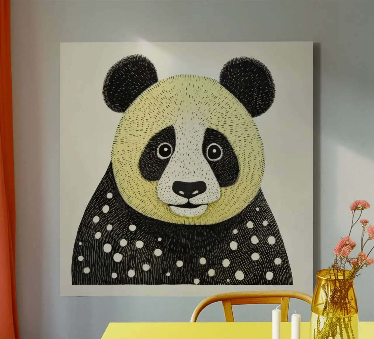 Green Panda 1 canvas by Minimal Animal Art