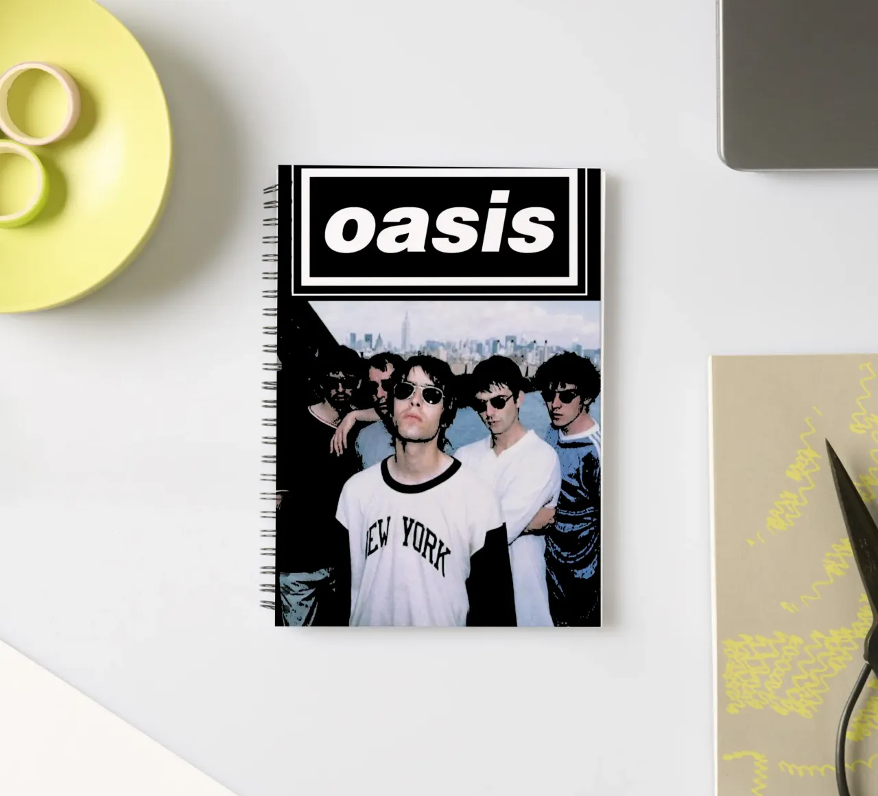 oasis britpop music band 7 Art spiral notebook by music soul