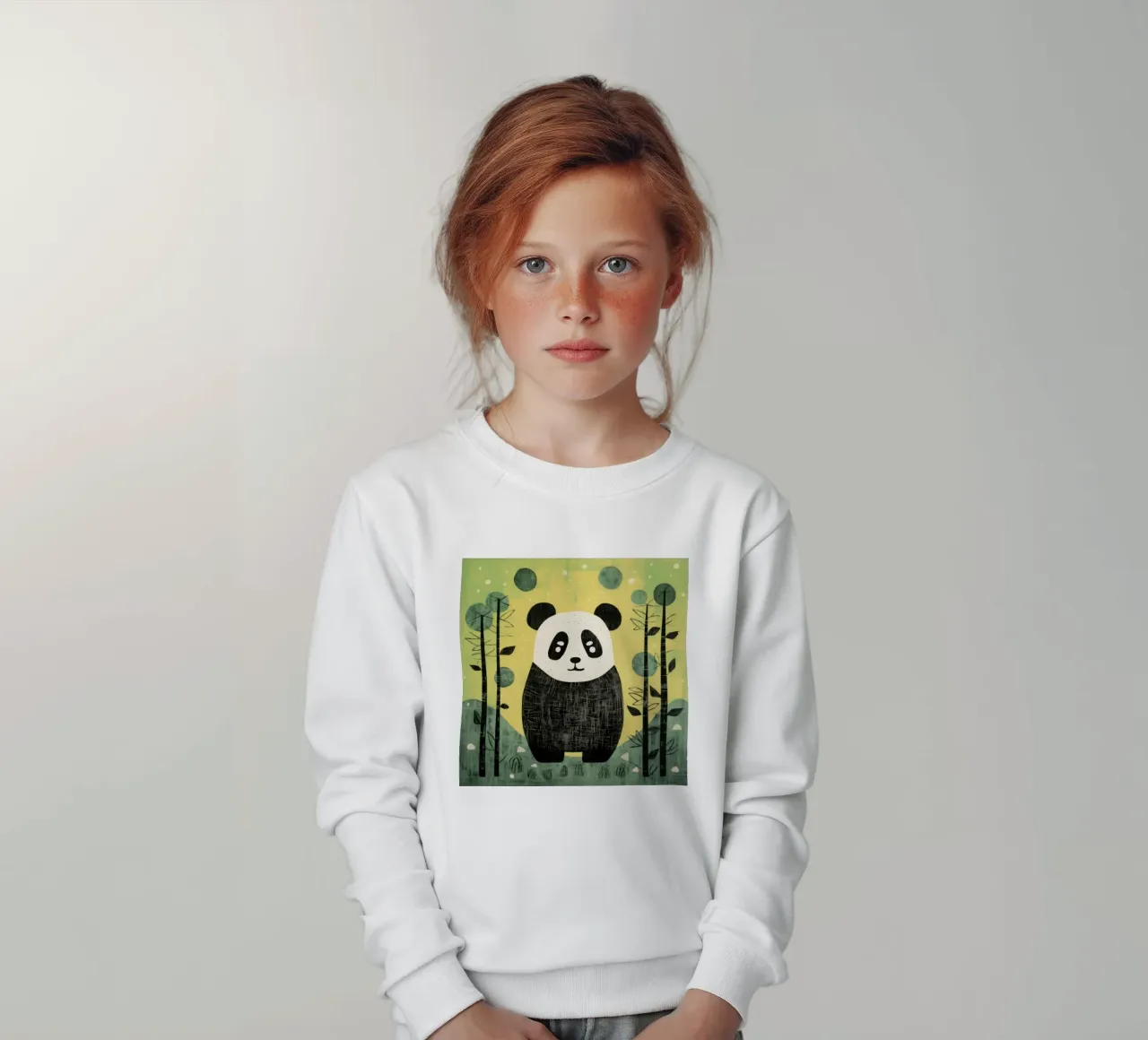 Panda verde 2 felpa bambino da Minimal Animal Art