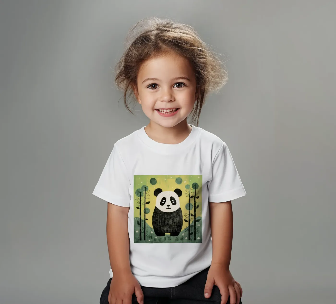 Panda verde t-shirt bambini da Minimal Animal Art