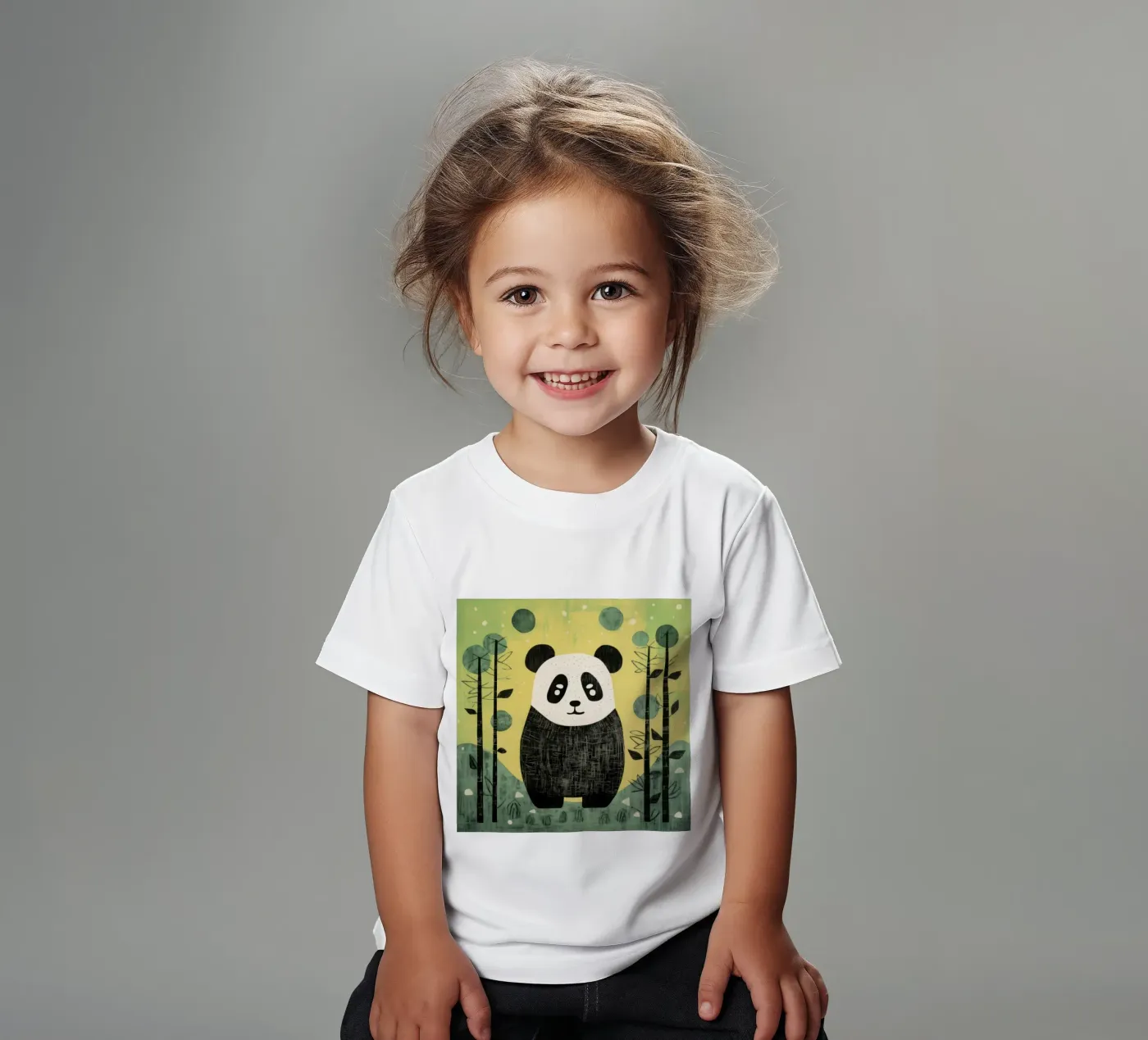 Panda verde t-shirt bambini da Minimal Animal Art