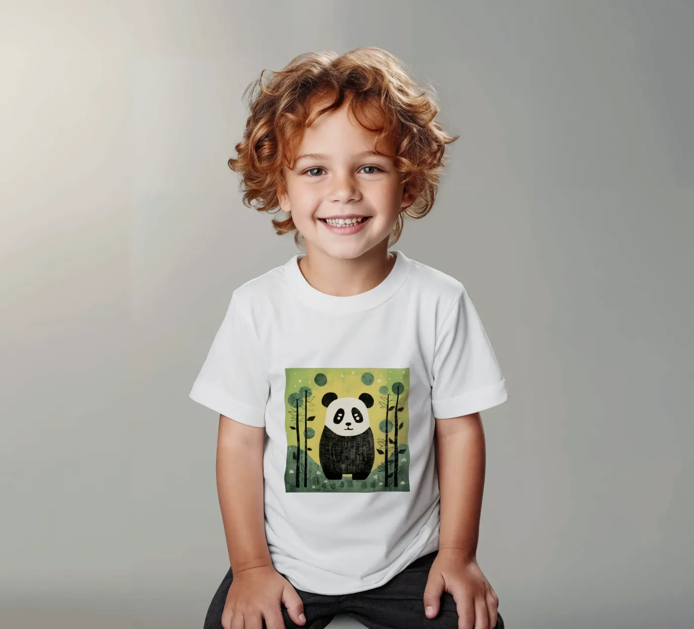 Panda verde t-shirt bambini da Minimal Animal Art