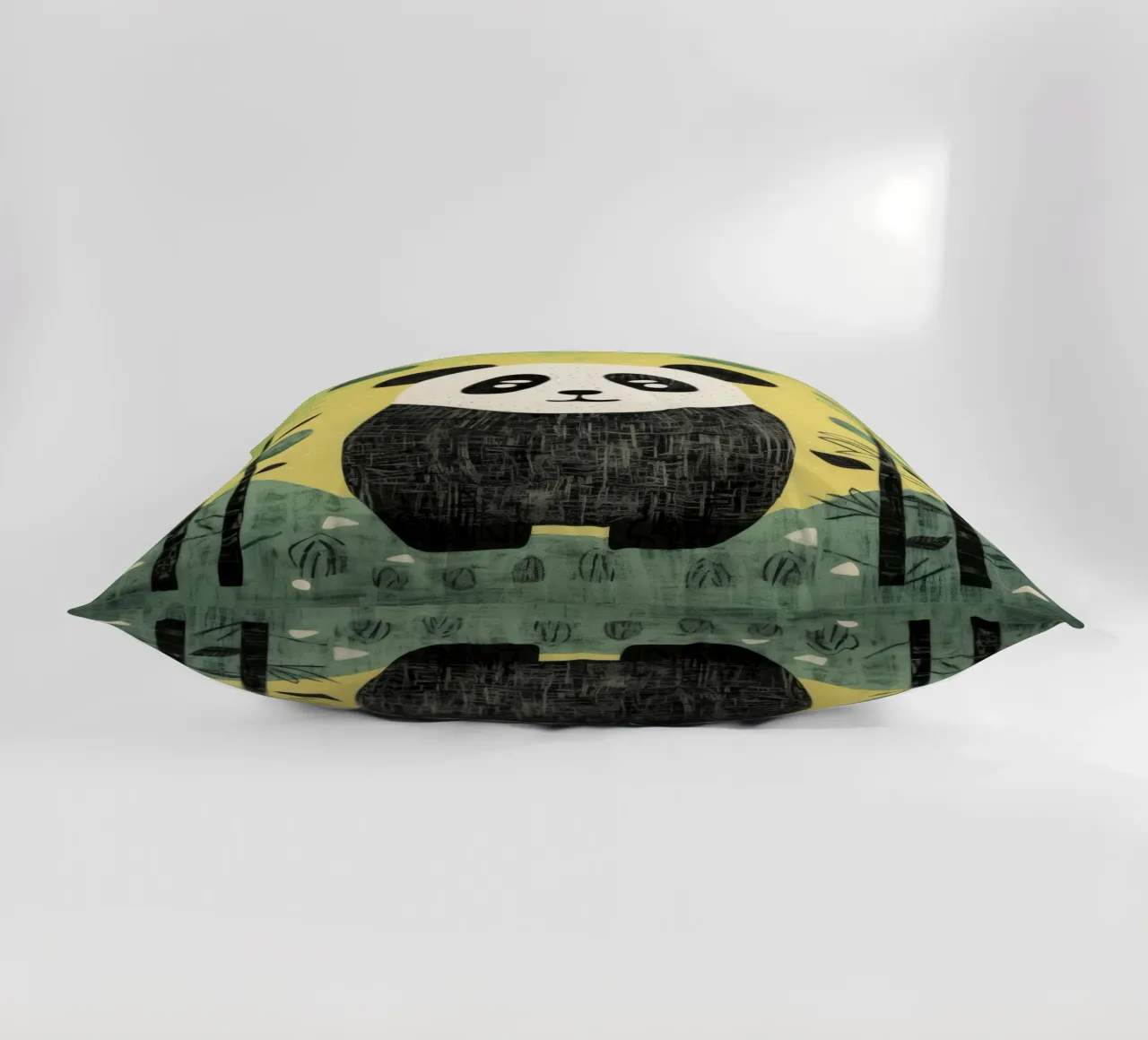 Green Panda 2 decorative cushion by Minimal Animal Art