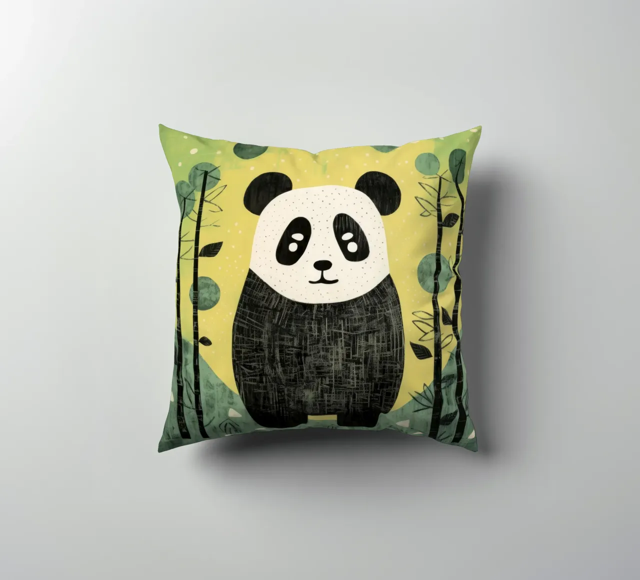 Green Panda 2 decorative cushion by Minimal Animal Art
