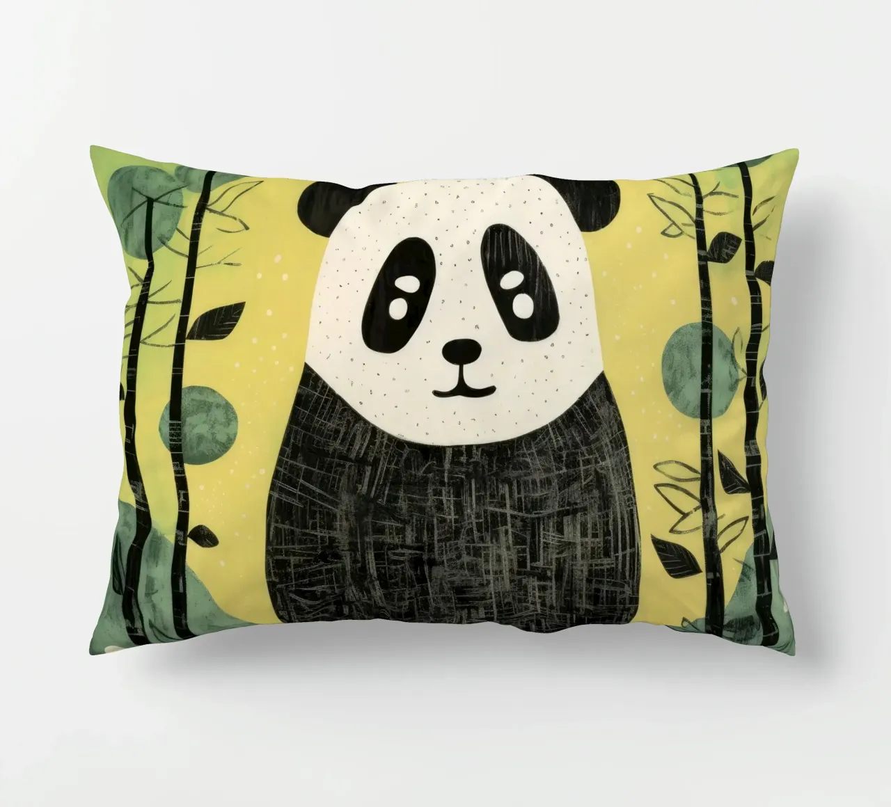 Green Panda 2 decorative cushion by Minimal Animal Art