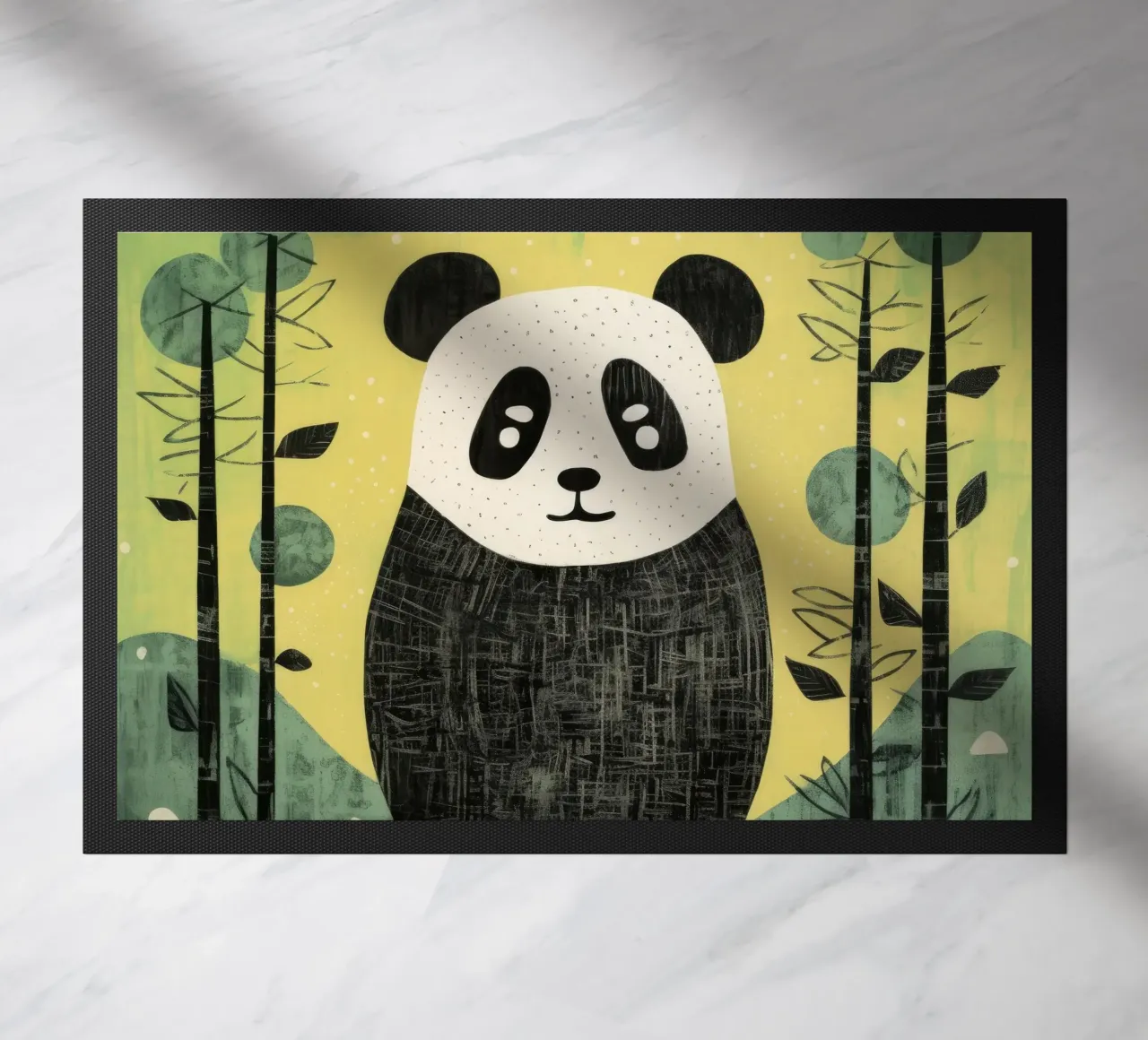Green Panda doormat by Minimal Animal Art