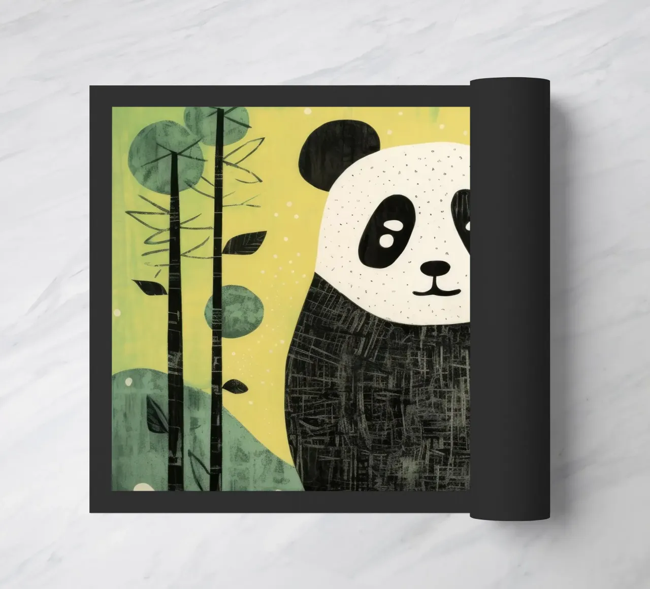 Green Panda doormat by Minimal Animal Art