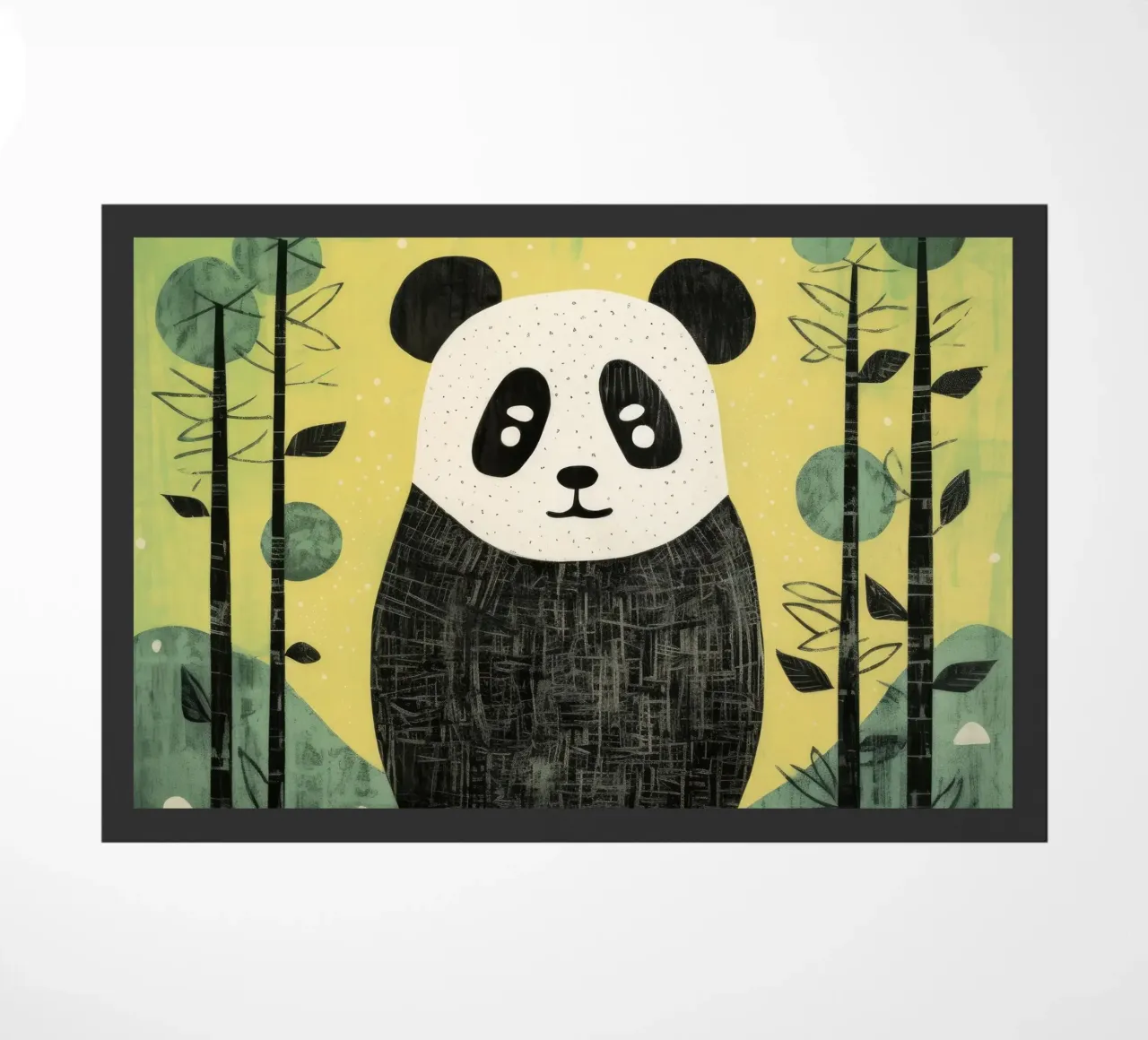 Green Panda doormat by Minimal Animal Art