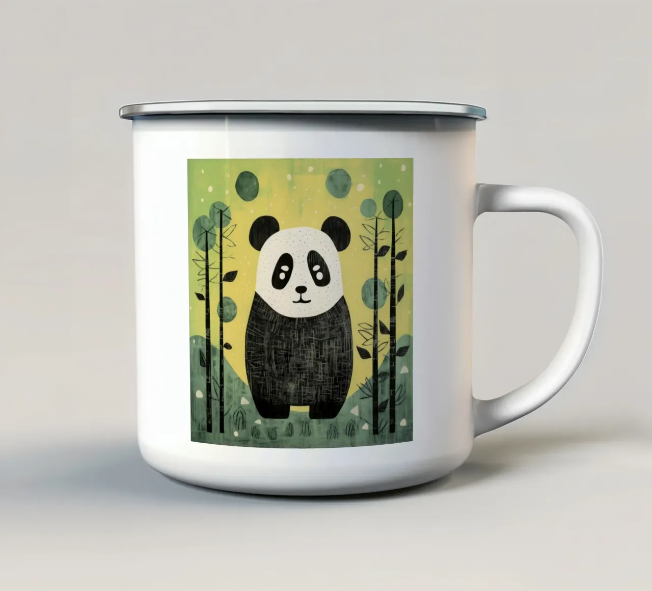 Panda verde 2 tazza in smalto da Minimal Animal Art