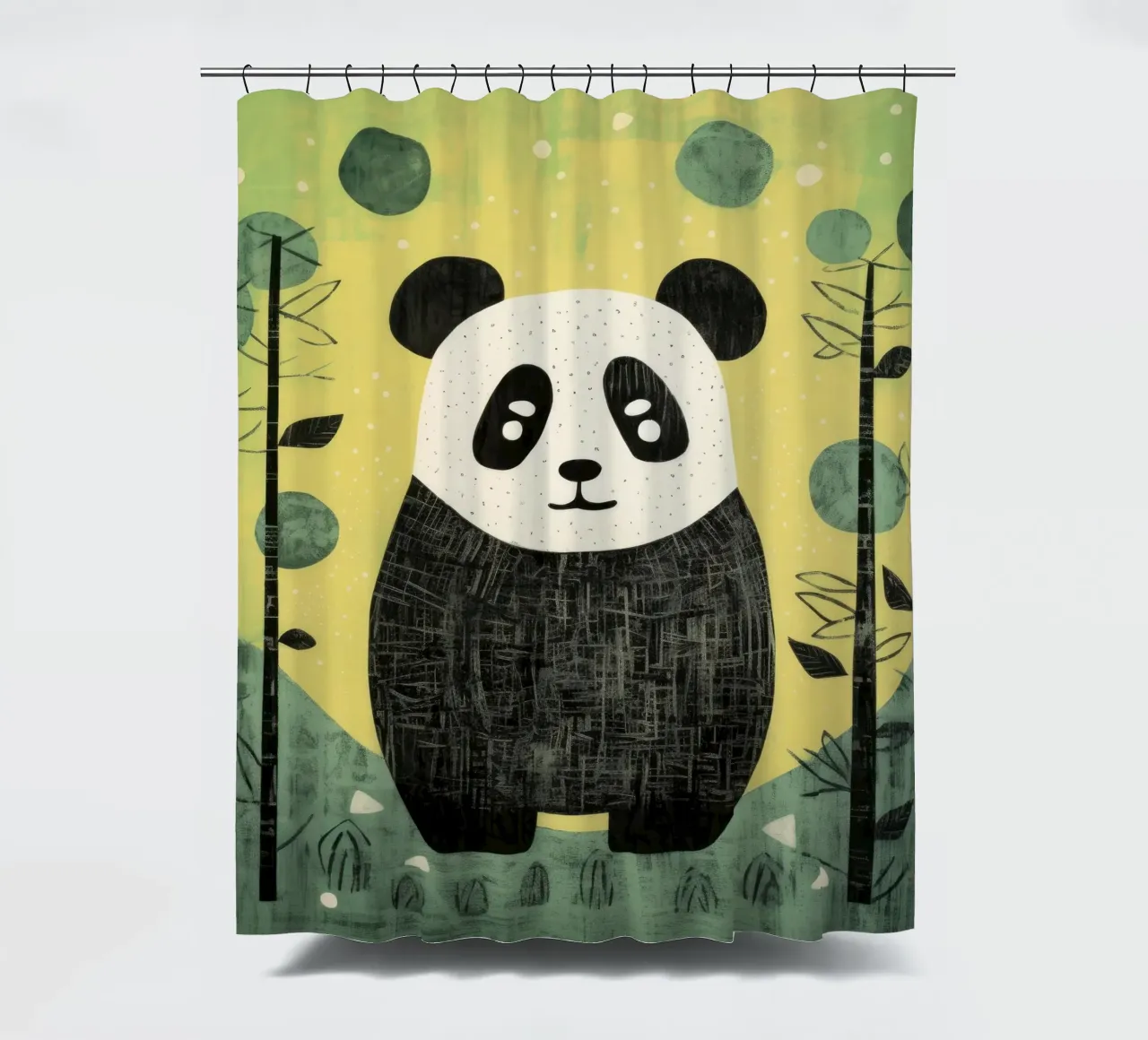 Panda verde 2 tenda da doccia da Minimal Animal Art