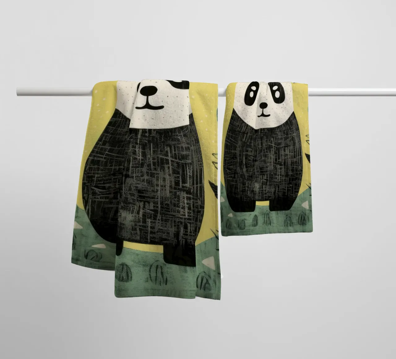 Panda verde 2 asciugamano da bagno da Minimal Animal Art