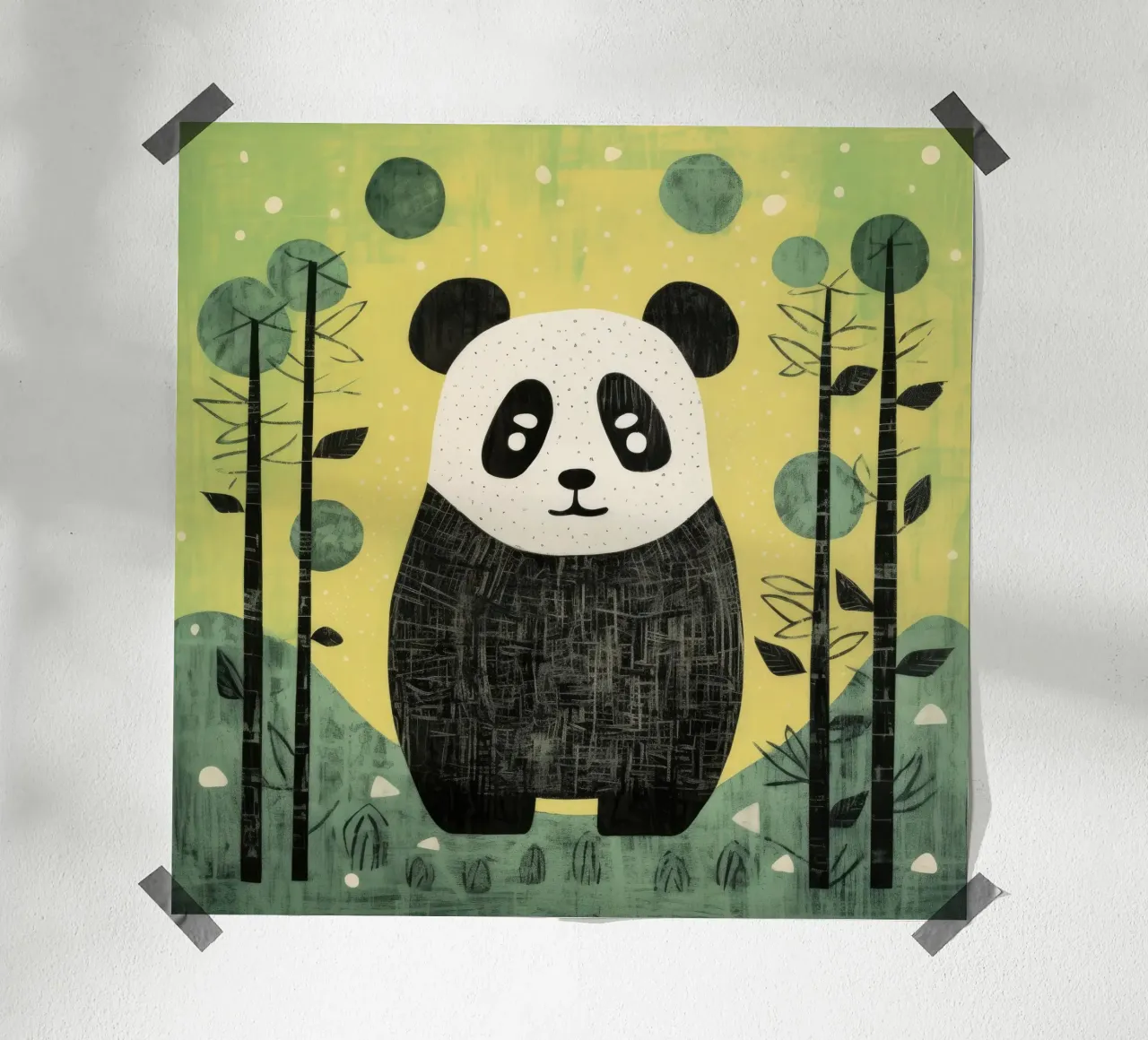 Panda verde 2 carta hahnemühle da Minimal Animal Art