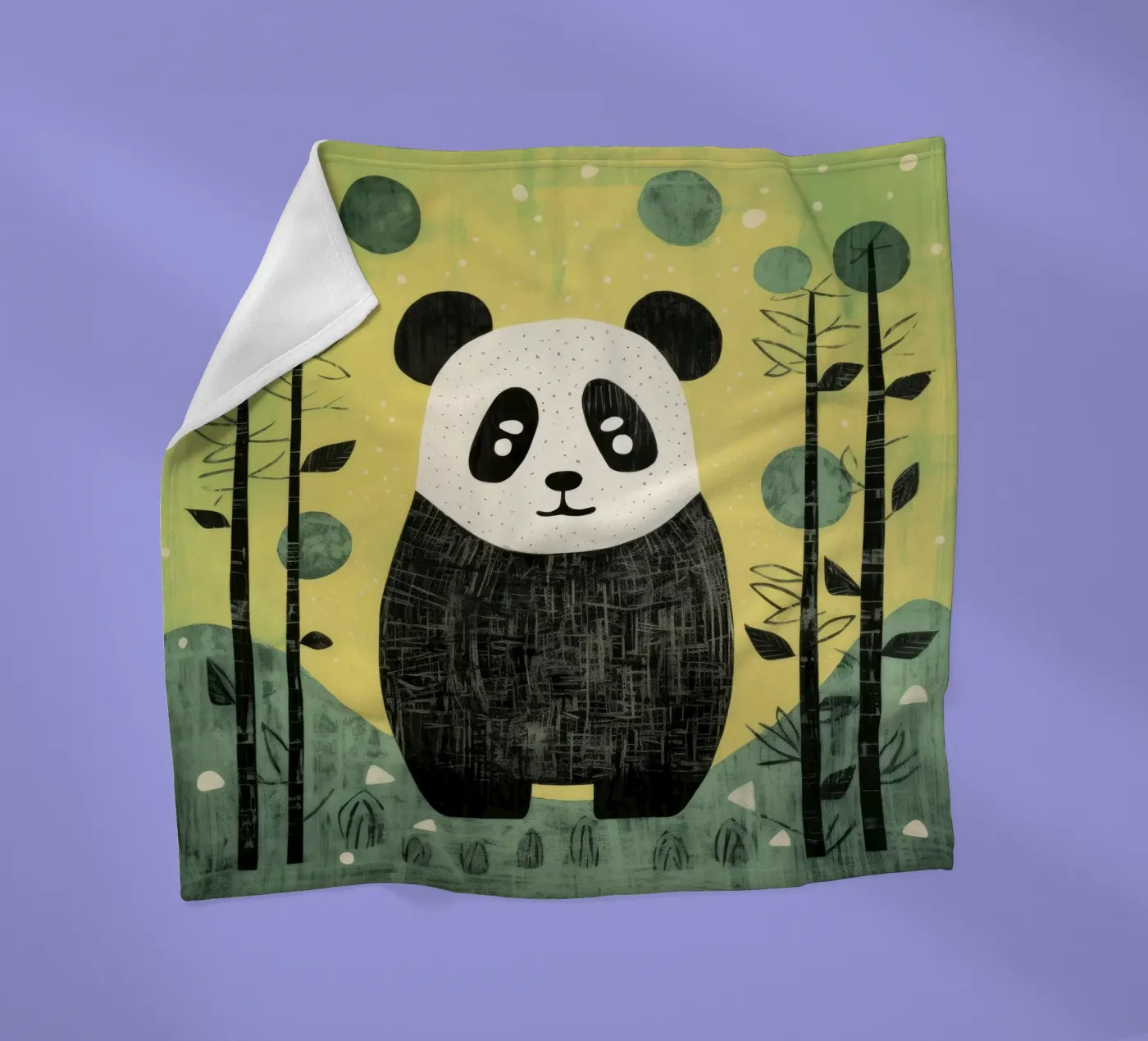 Groene Panda fleecedeken van Minimal Animal Art