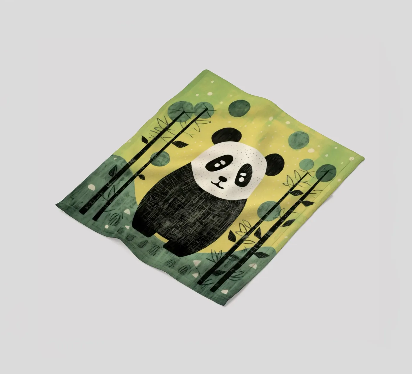 Groene Panda fleecedeken van Minimal Animal Art