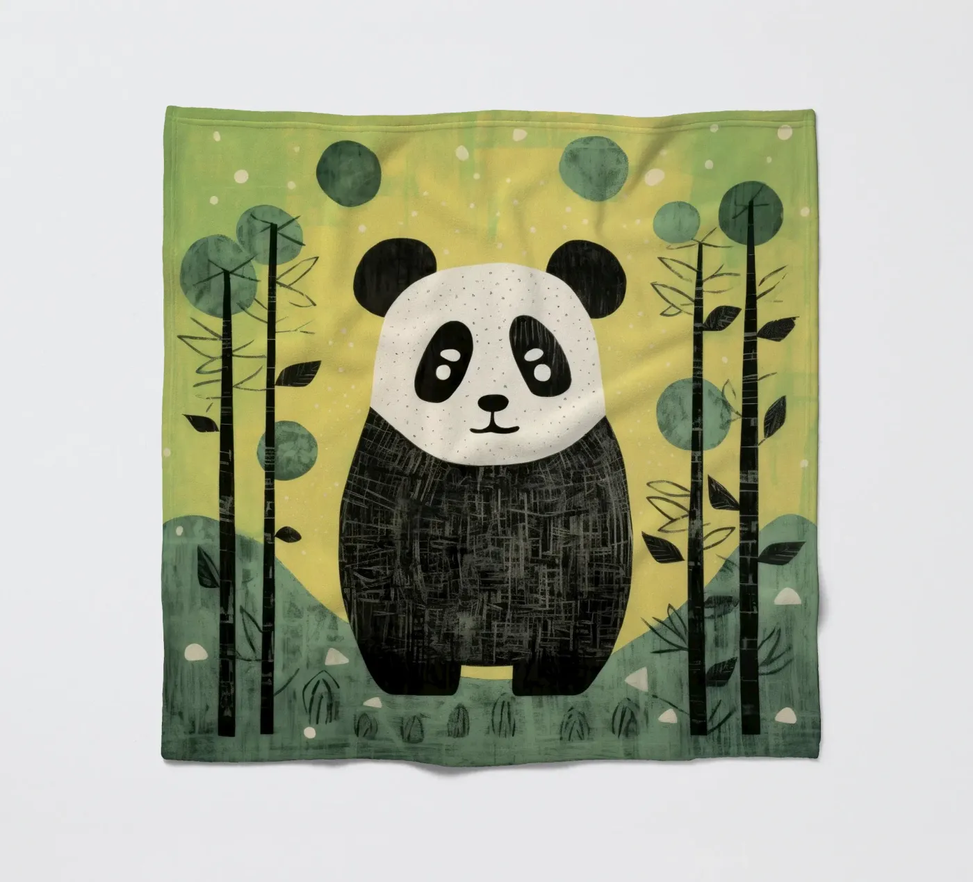 Groene Panda fleecedeken van Minimal Animal Art