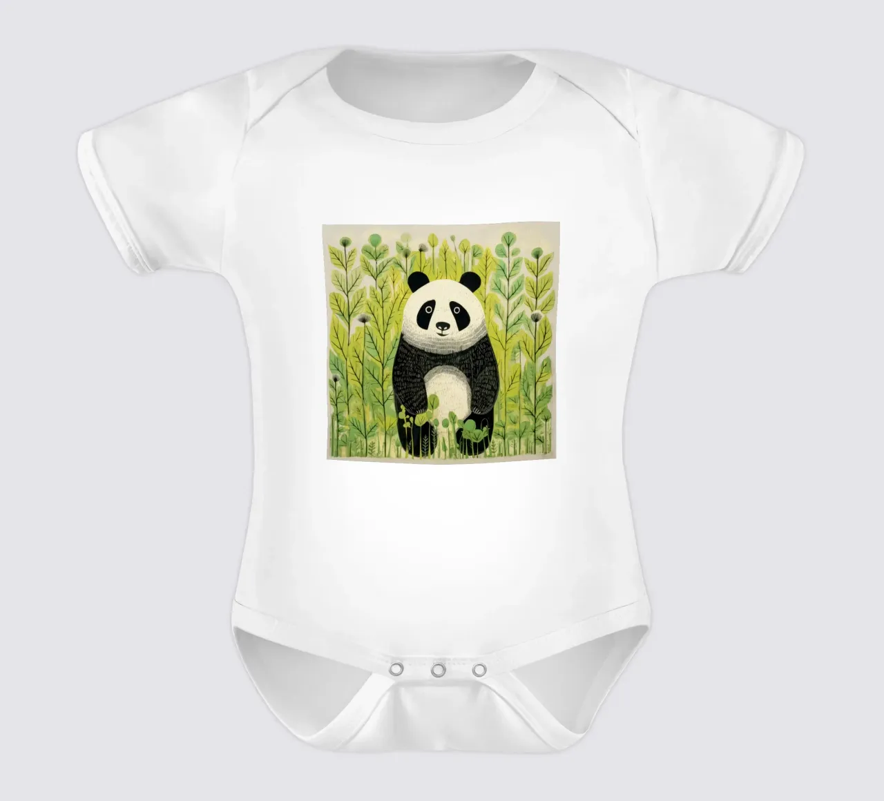 Panda verde 3 body neonato maniche corte da Minimal Animal Art
